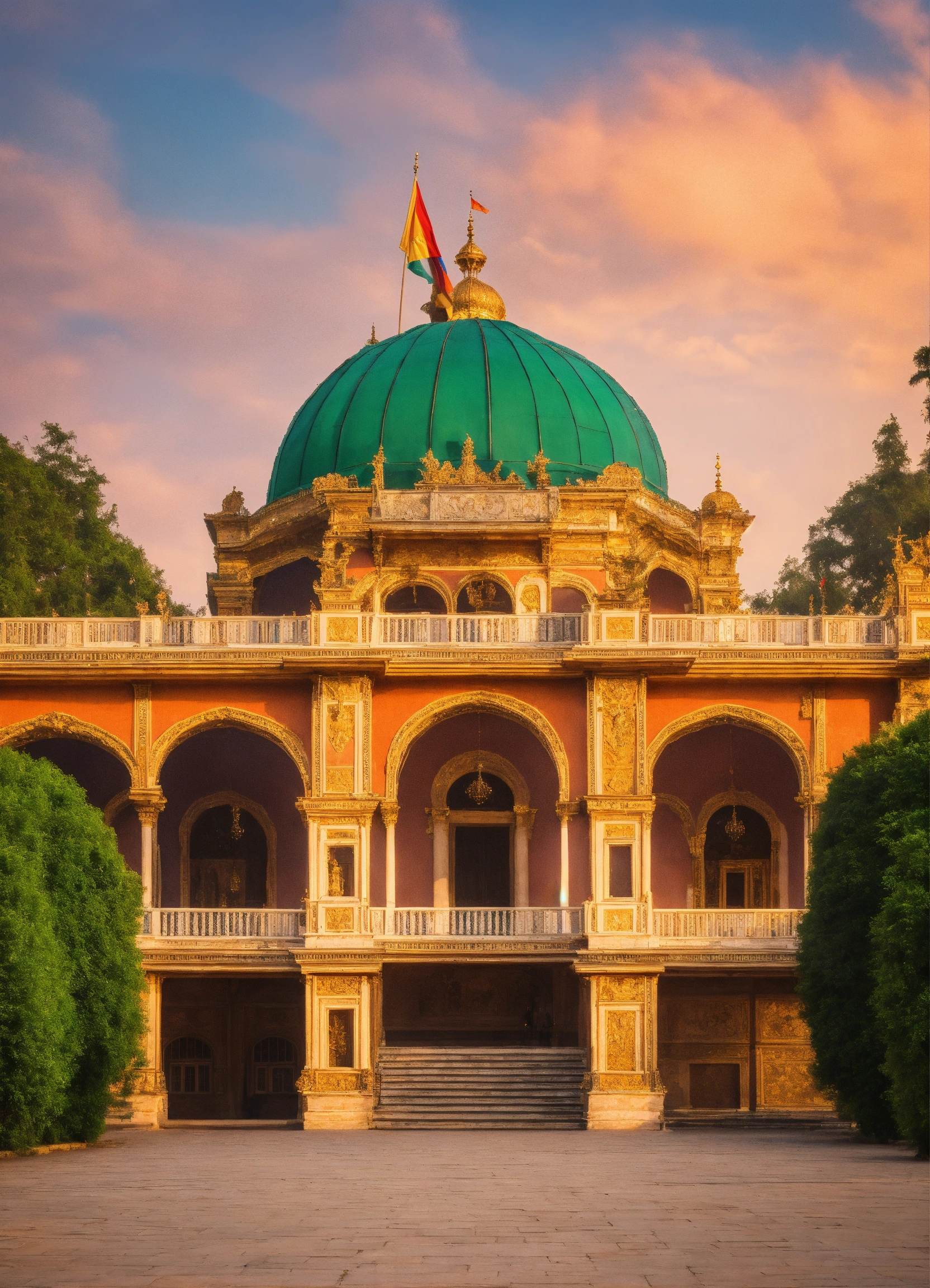 Lexica - A beautiful palace with a dome and a flag
