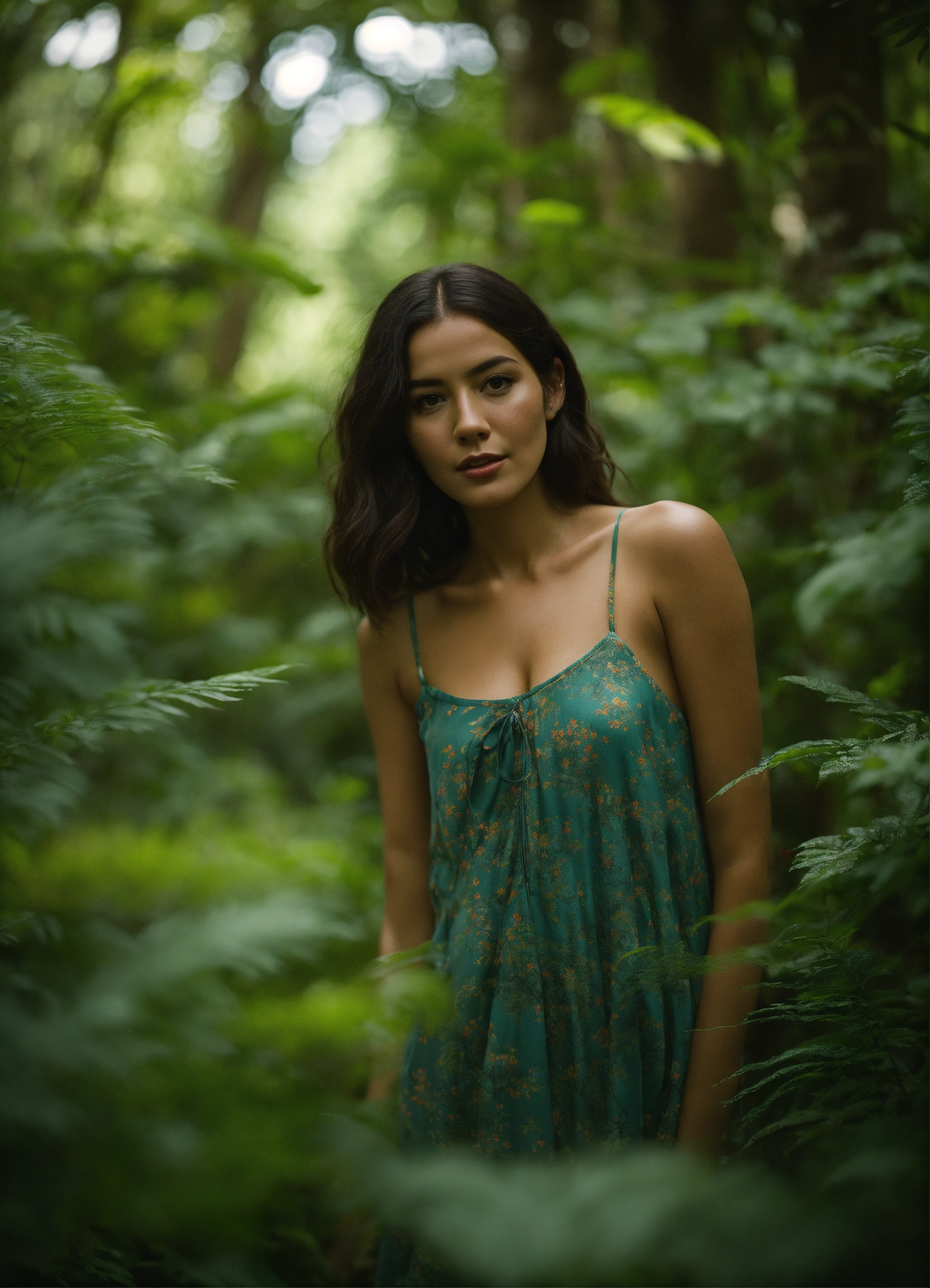 Lexica - Portrait of woman in the middle of a lush forest, playful ...
