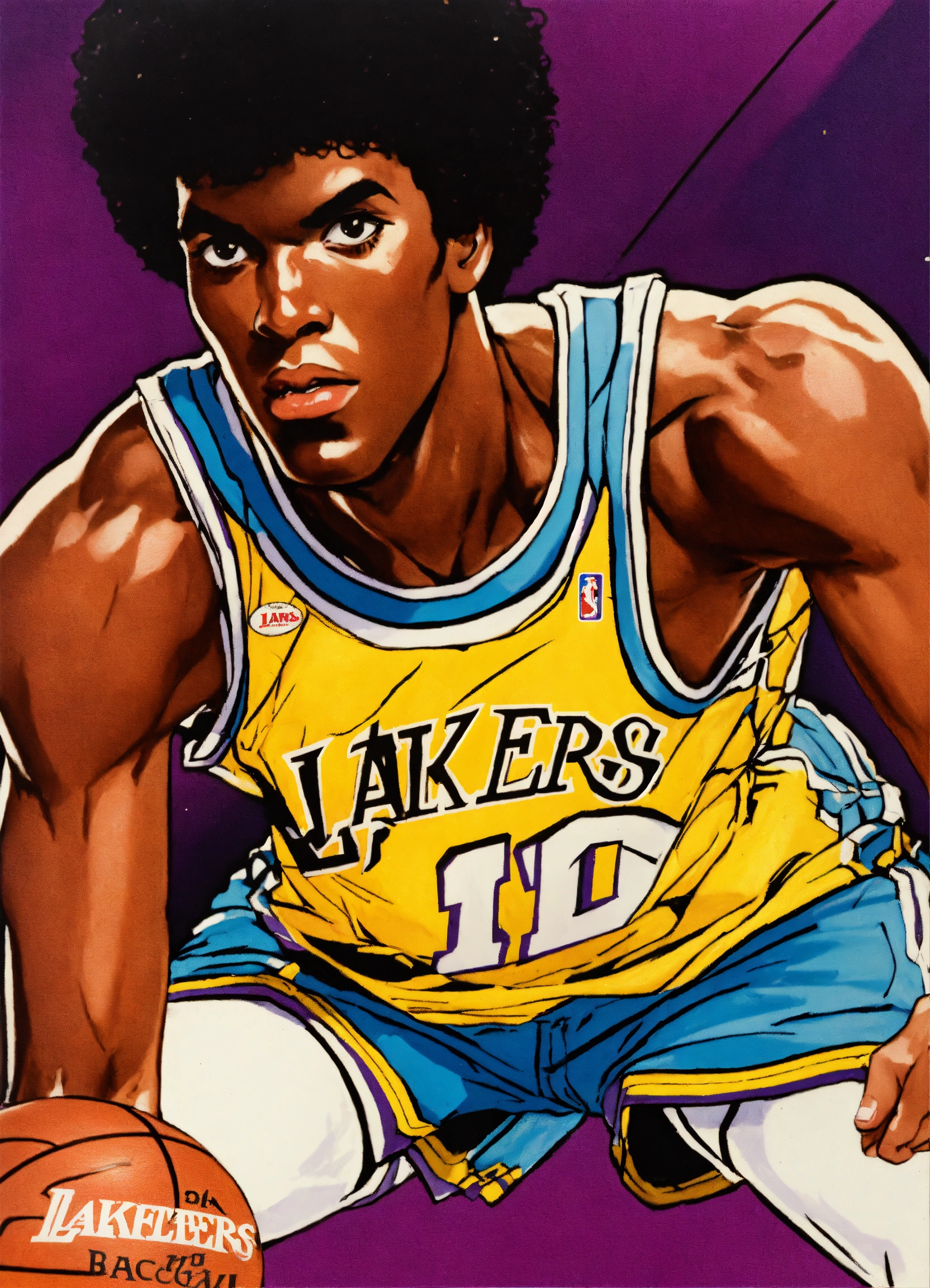 Lexica - 80s anime black sports basketball fleer card los angeles lakers  comic