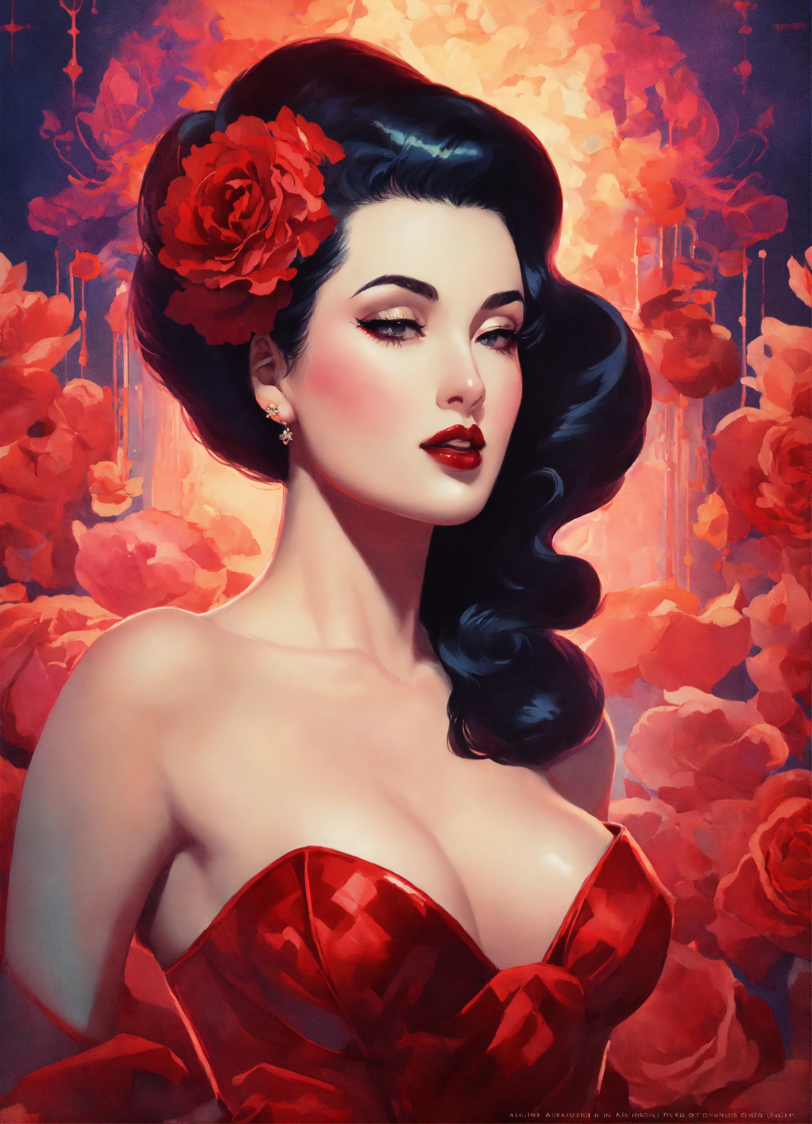 Lexica - Pin up art inspired by Dita Von Teese in the surrealism style of  Ross & Tran & Akihiko Voshida - stable diffusion/Confi 01/Ruby