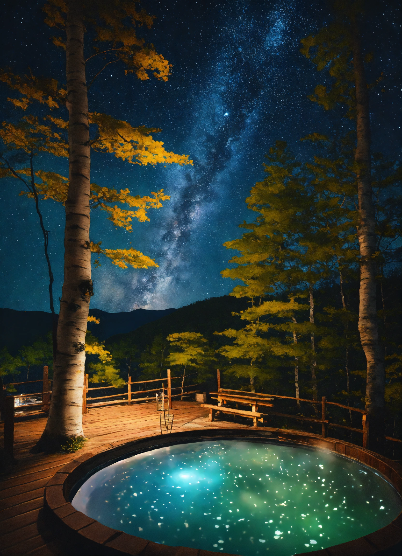 Lexica - Japanese hot springs, the edge of the hot spring is made of ...