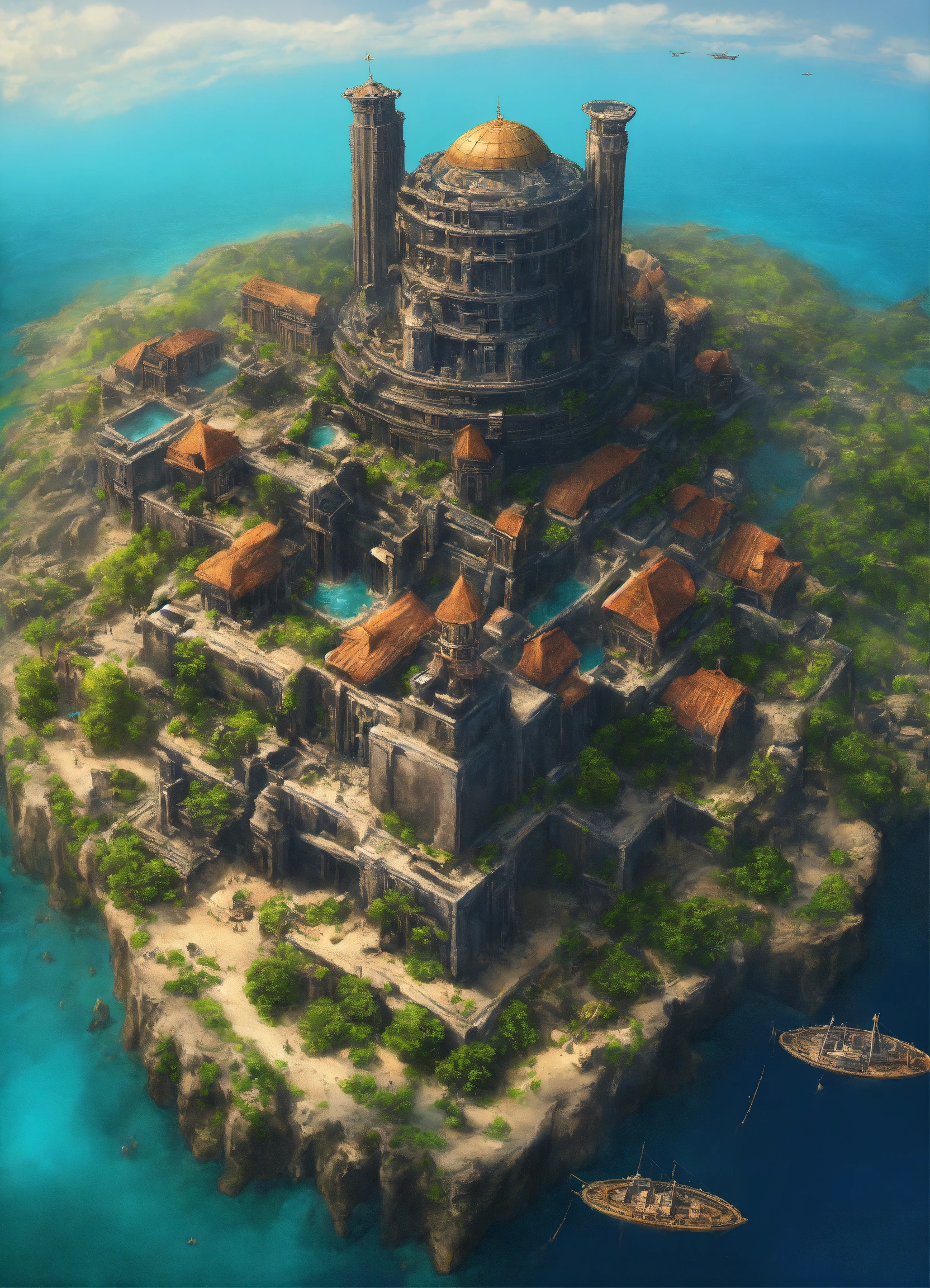 Lexica - Atlantis filled with ancient black people. Round with 3 ...