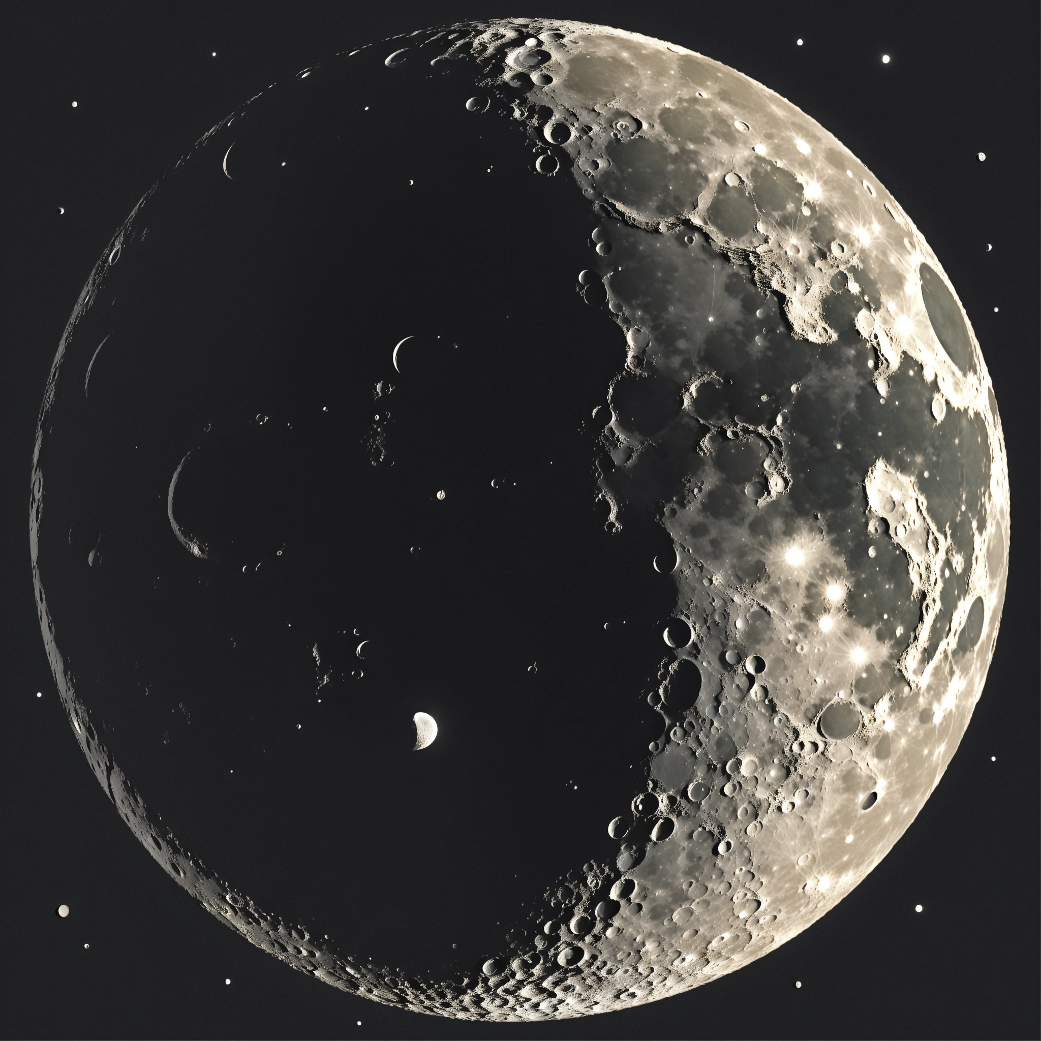 Lexica - Just a perfect white moon with craters plain black sky, simple ...