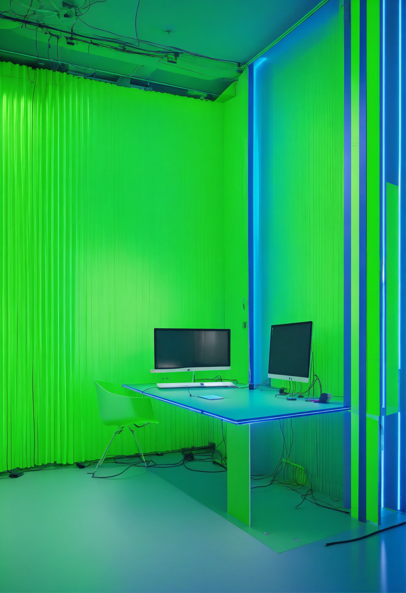 Lexica - Technologic big room with computer walls with wires and ...