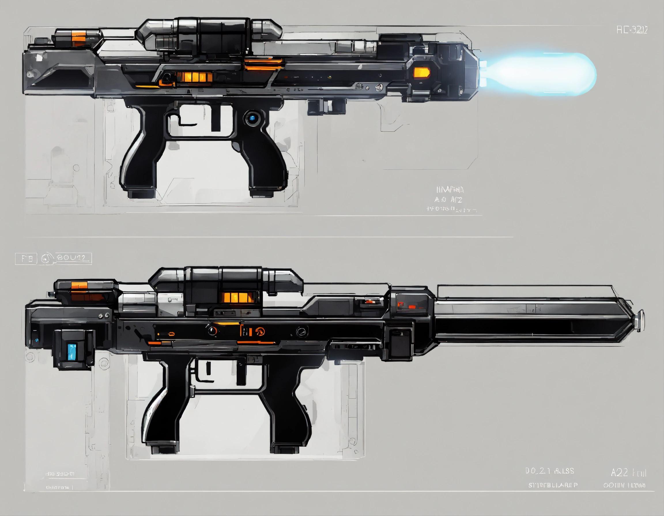 Lexica - A 2d blaster gun for a sci-fi platformer game, black and white ...