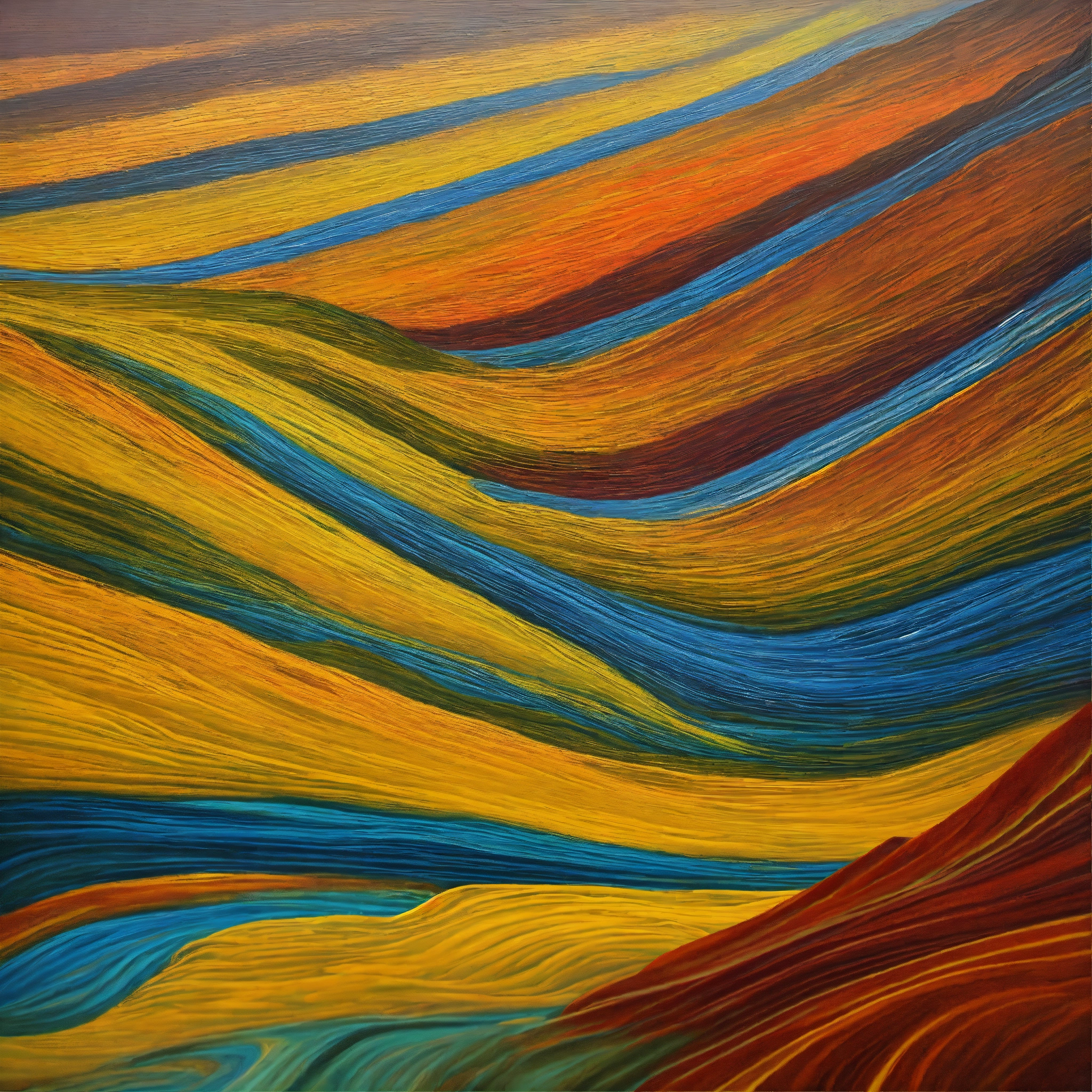 Lexica - Landscape, oil painting, recursive art, line art, flow line ...