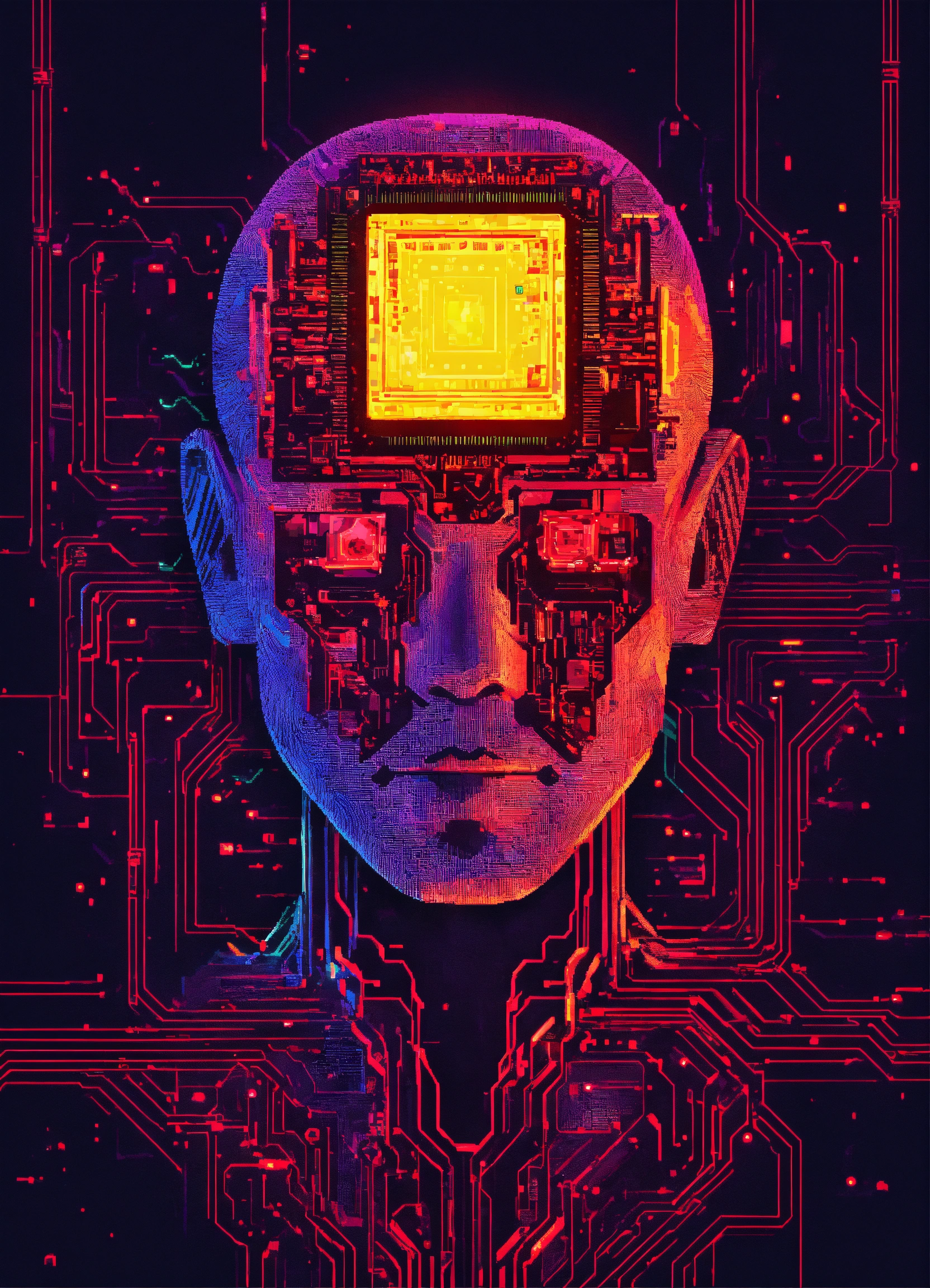 Lexica - Artificial intelligence chip computer inside of human head ...