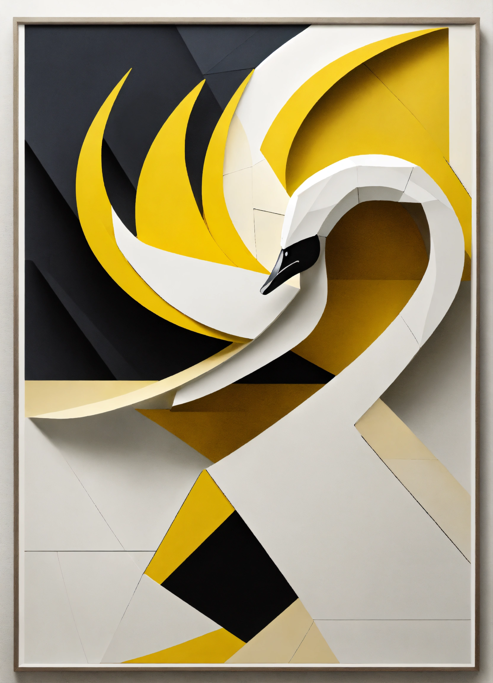 Lexica - Swan, abstract geometric shapes, Monochrome with yellow ...