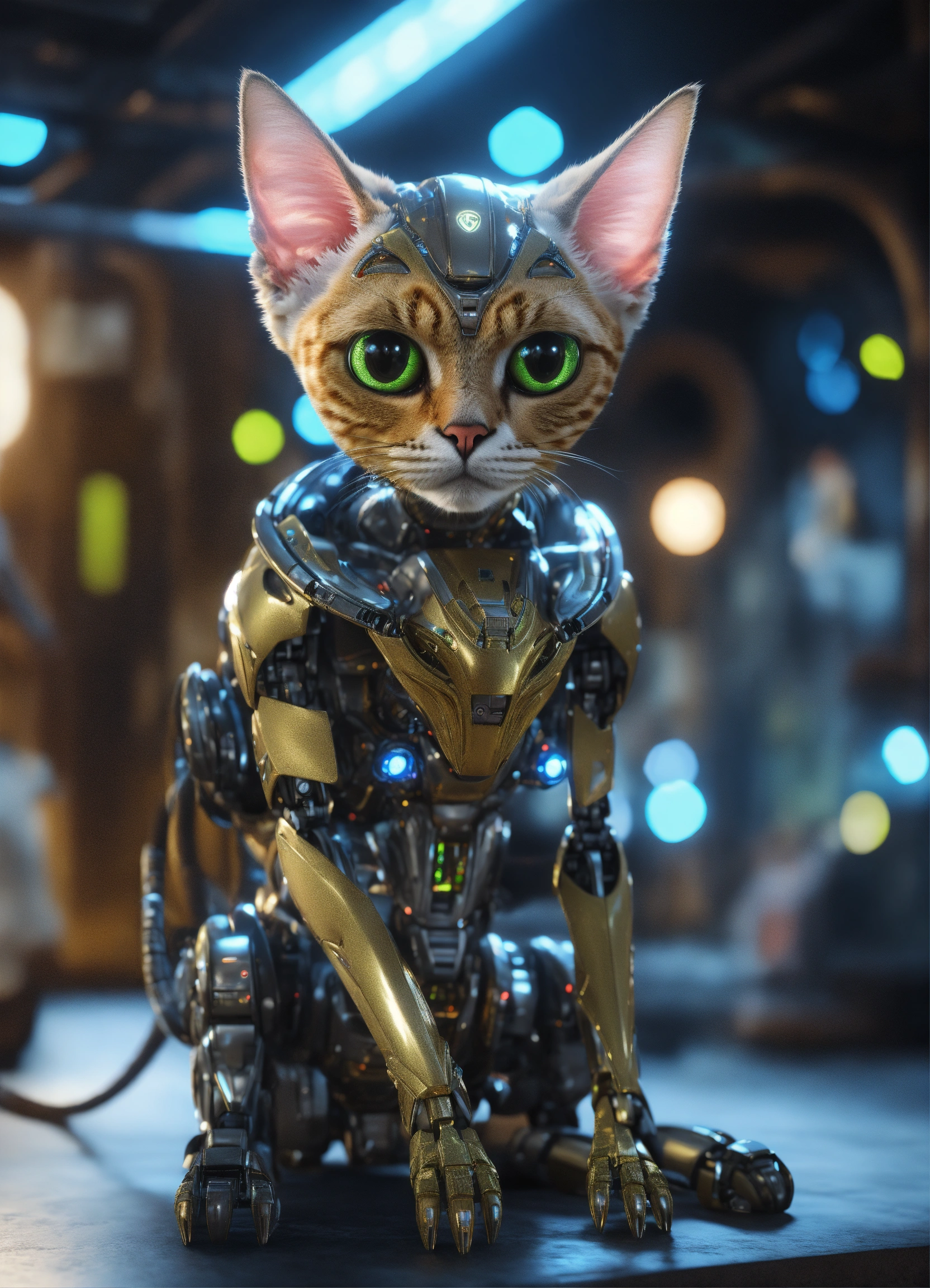 Lexica - Alien creature with cat skin and cat face and cat eyes with ...