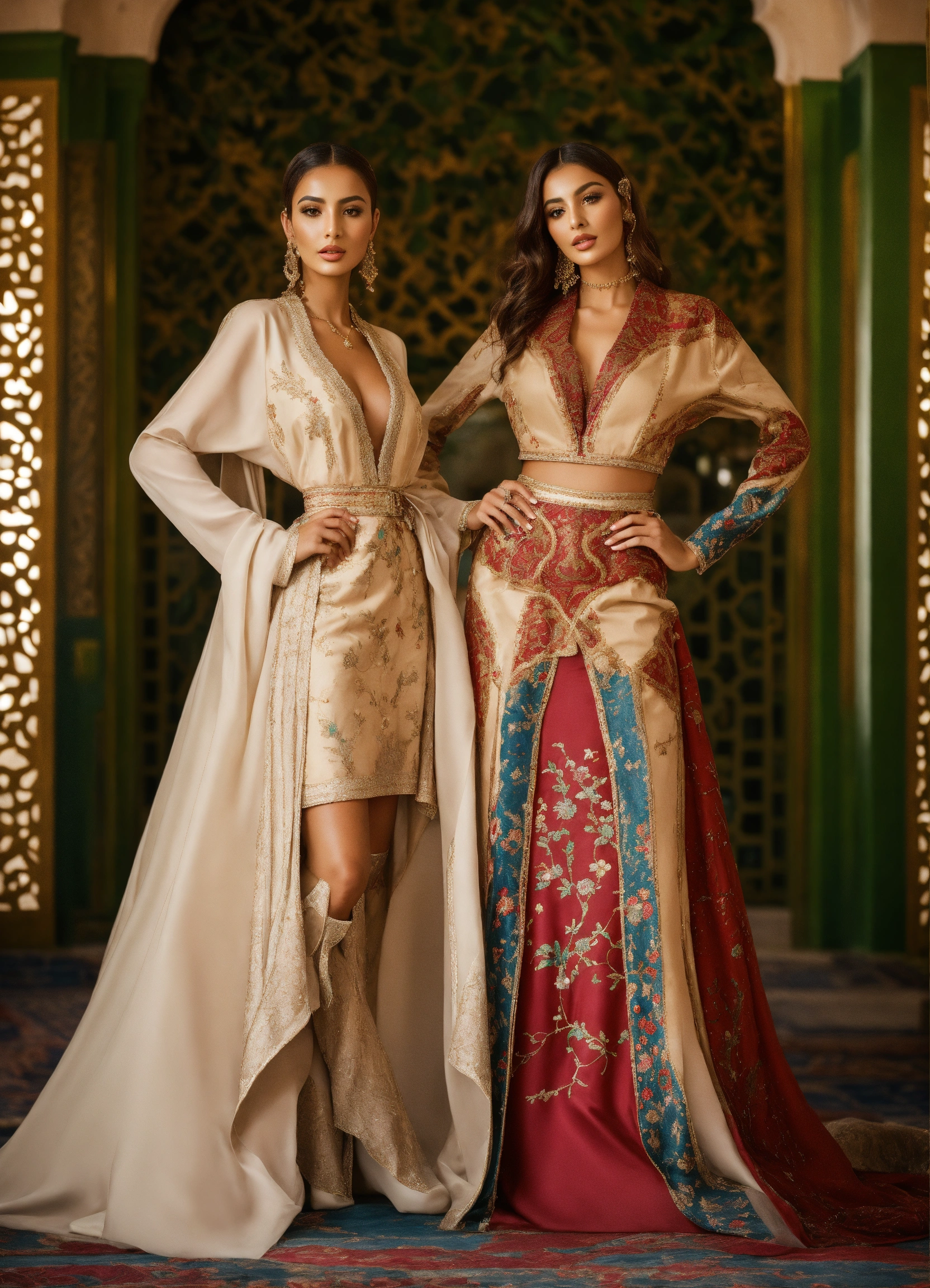 Lexica - Beautiful Arab women blond and another women brunette, wearing ...