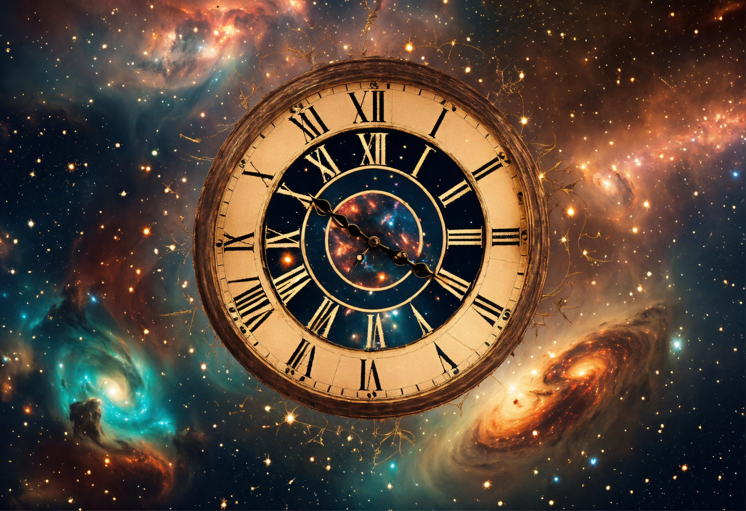 Lexica - Old clock made of stars in the middle of universe full of ...