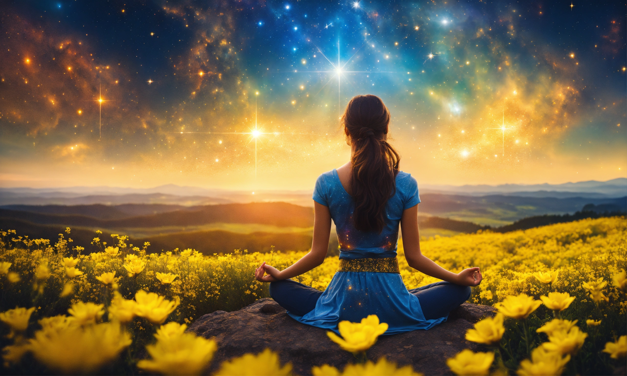 Lexica - Beautiful woman in Meditation posture on a mountain ...