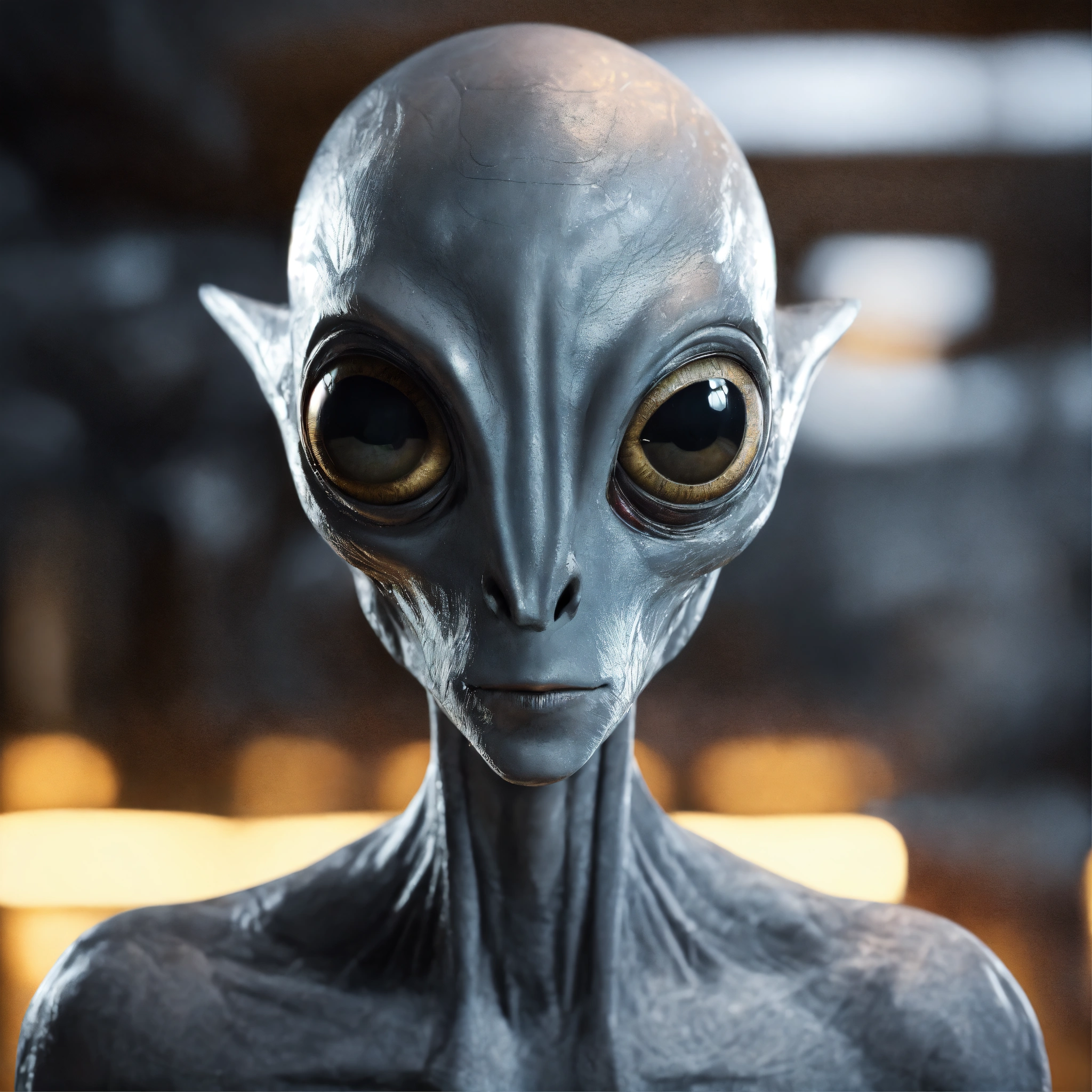 Lexica - A portrait photograph of a classic grey alien with big eyes ...
