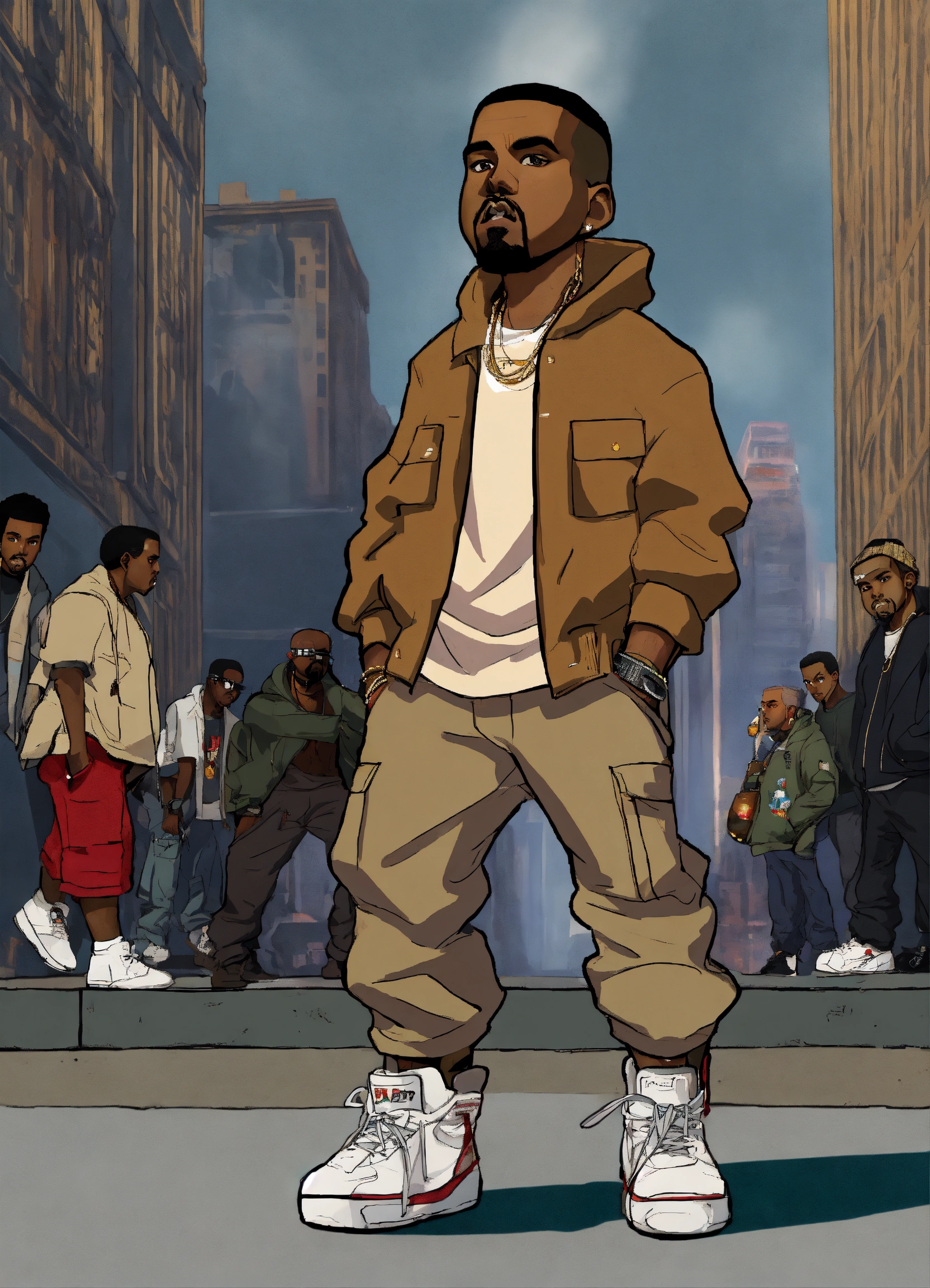 Lexica - Hip hop art style Kanye West boondocks full body