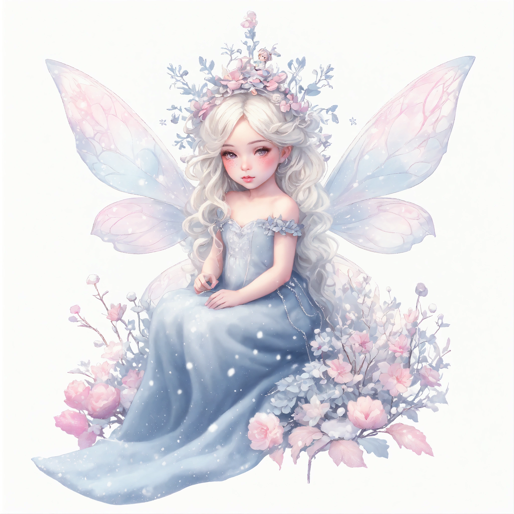 Lexica - Full Body Of A Realistic Sweetness Baby Chibi Snow Fairy Girl 