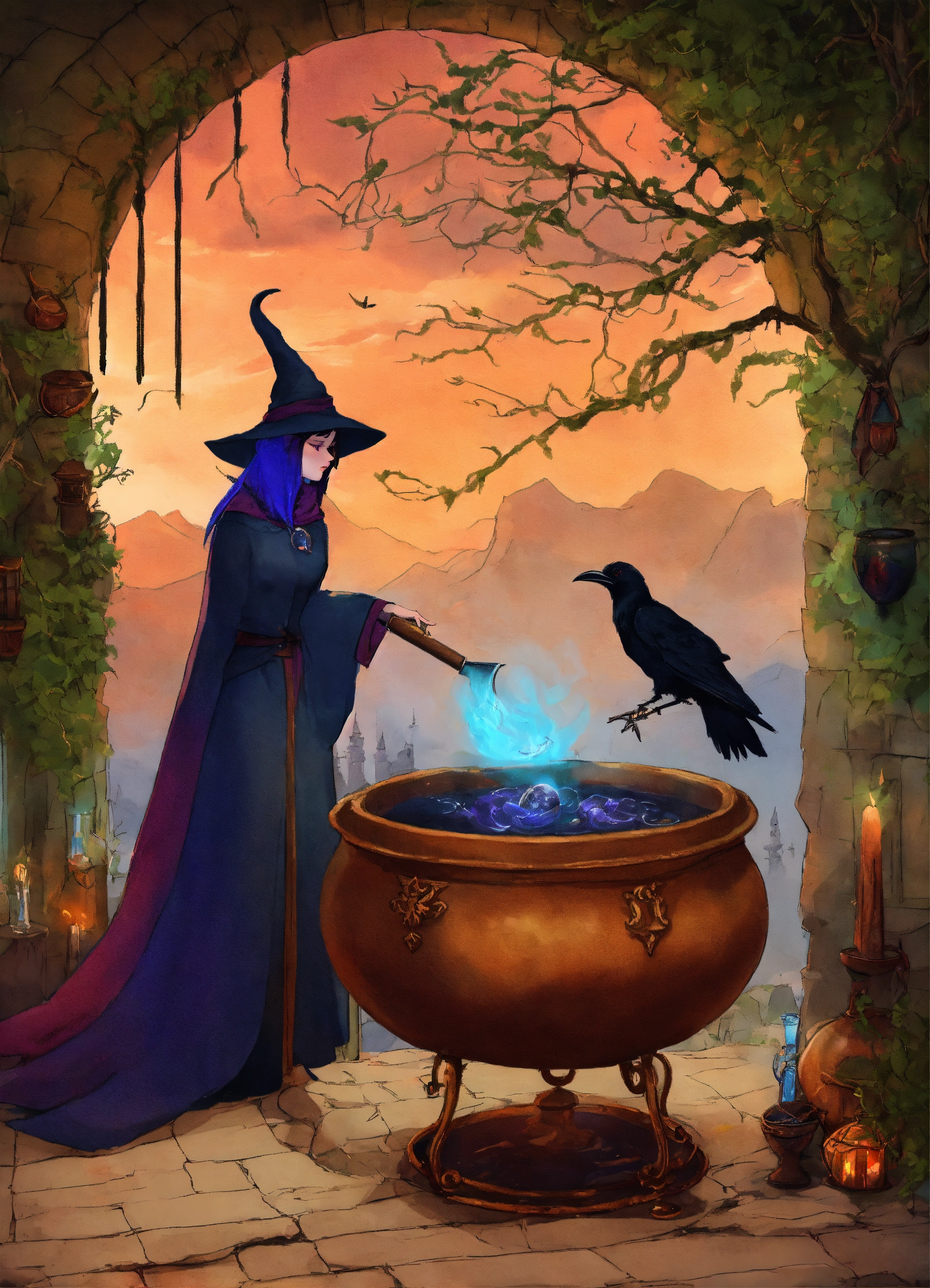 Lexica - Witch, raven, cauldron, otherworldly and mystical setting ...