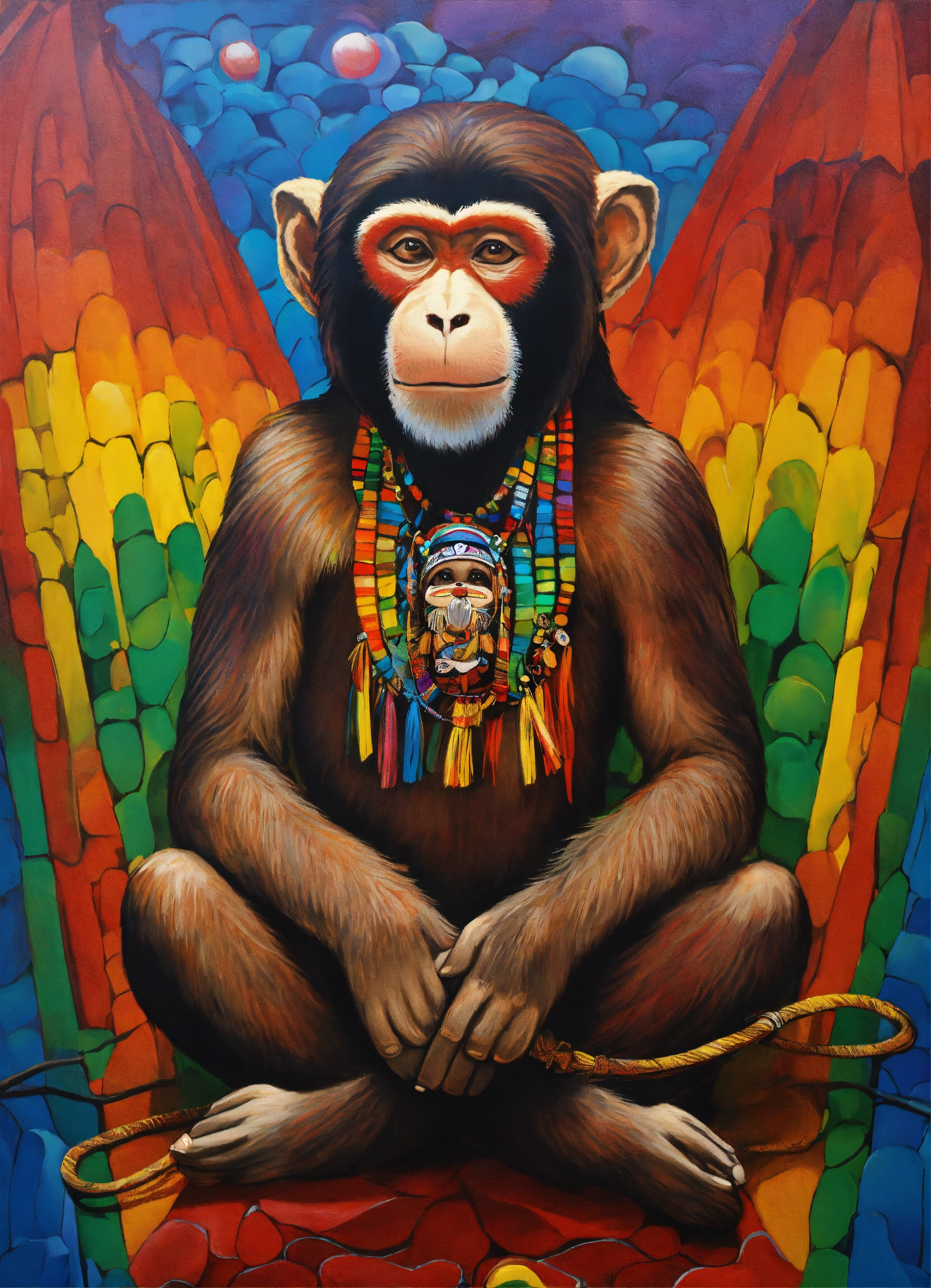 Lexica - Monkey held by rainbow Canadian first nations art