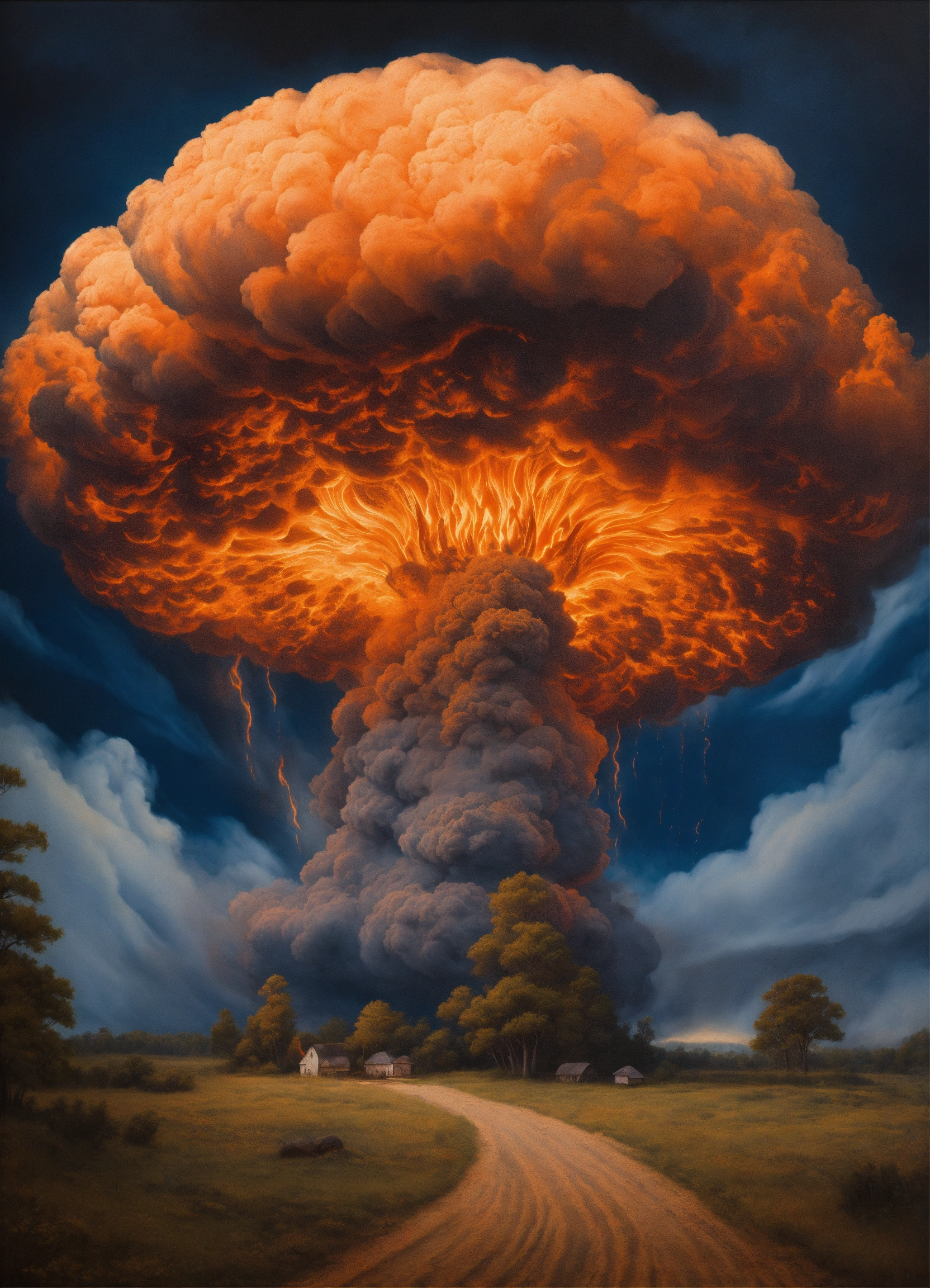 Lexica - An atomic cloud in the shape of a giant mushroom cloud, in the ...