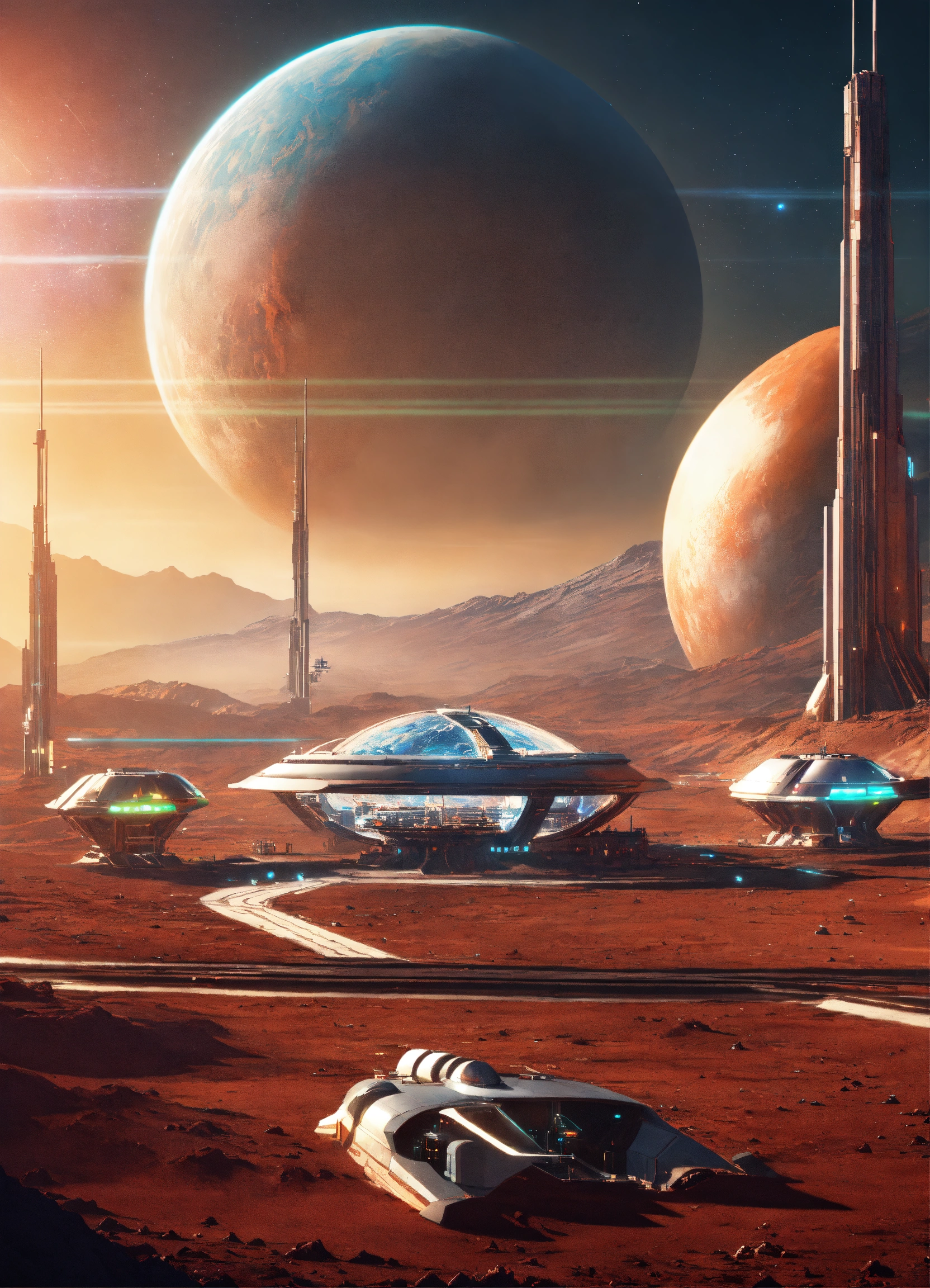 Lexica - Beautiful spaceport orbiting a nearby planet in space ...