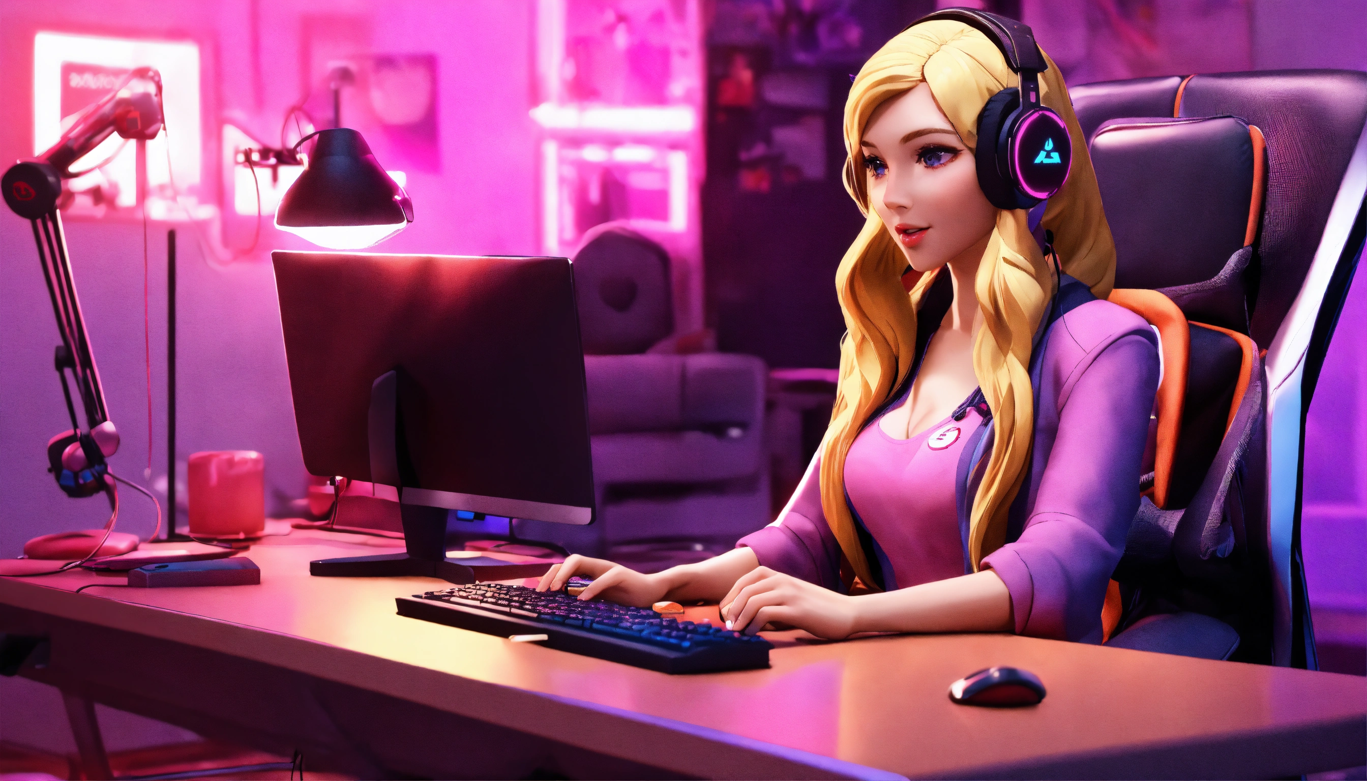 Lexica - Cute blonde European woman, long hair, streamer, gamer ...