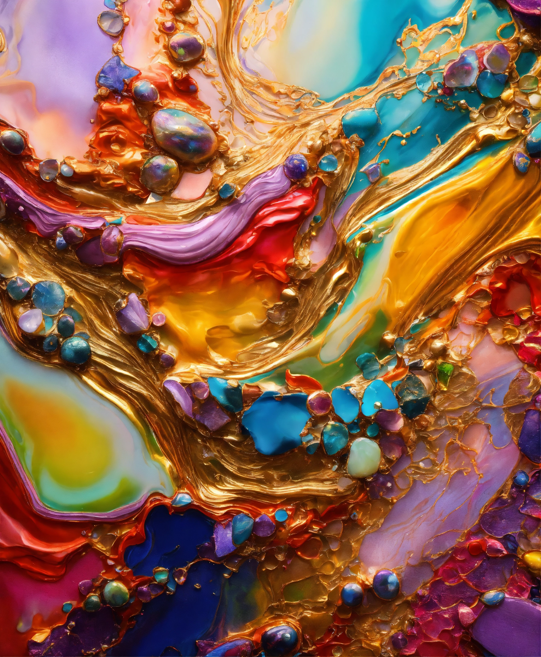 Lexica - Colorful abstract painting oil and water complex complicated ...