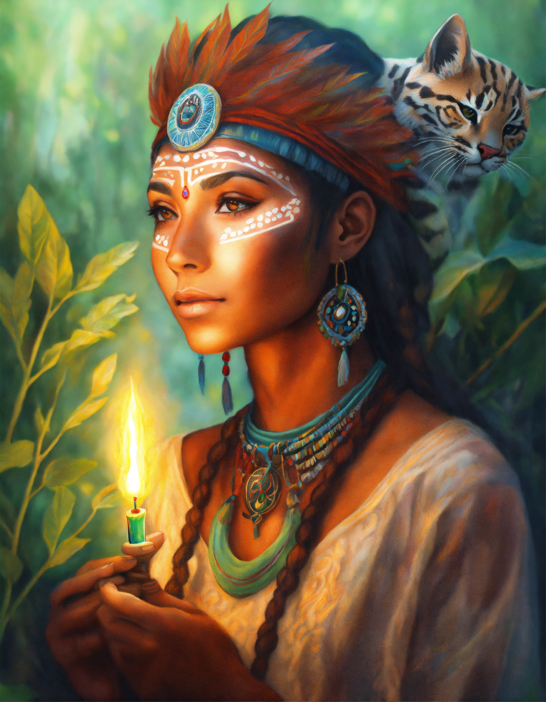 Lexica - Colored pencil illustration portrait of an indigenous shaman