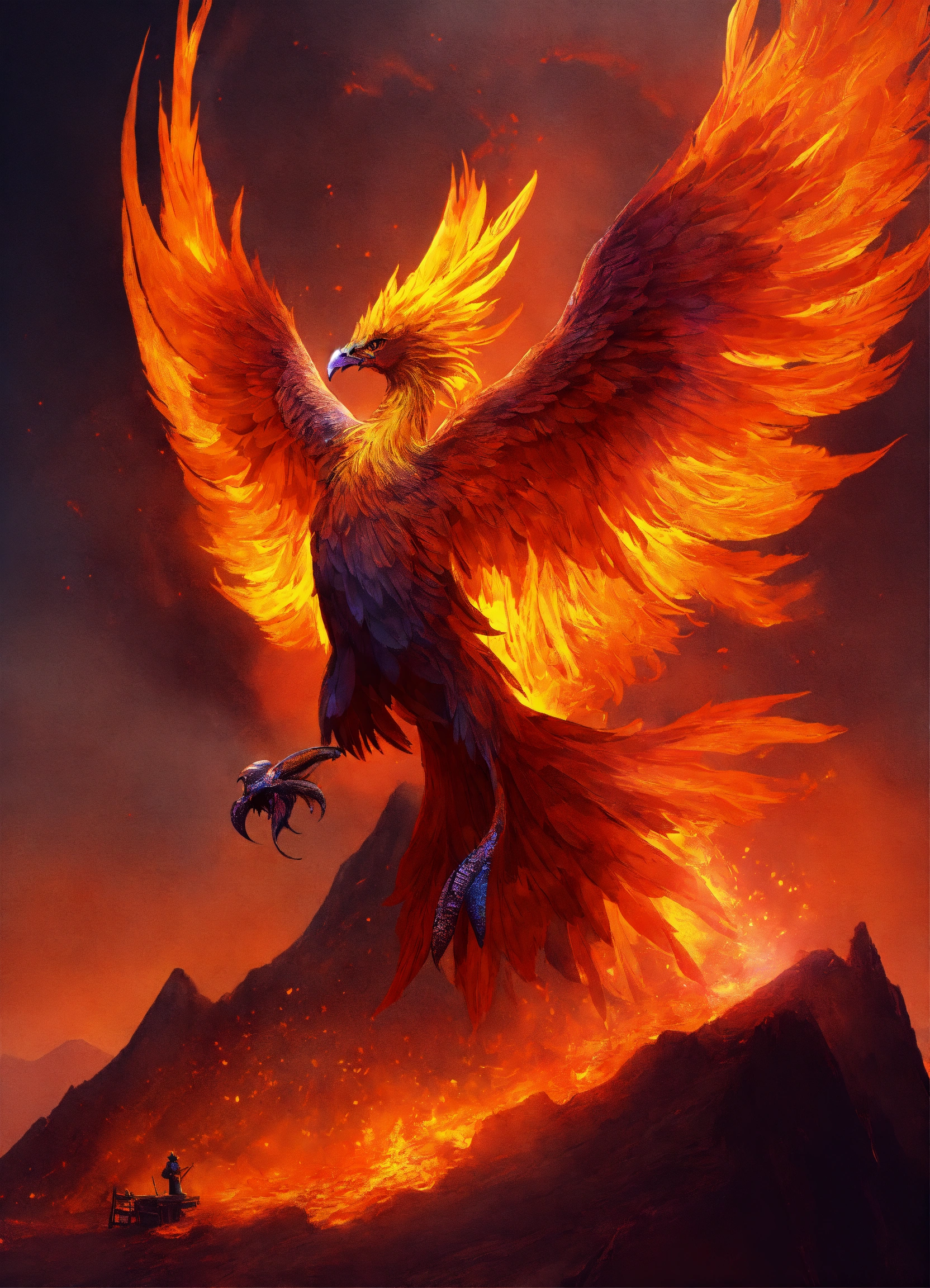 Lexica - Phoenix learning how to revive inside a vulcano. Three ...