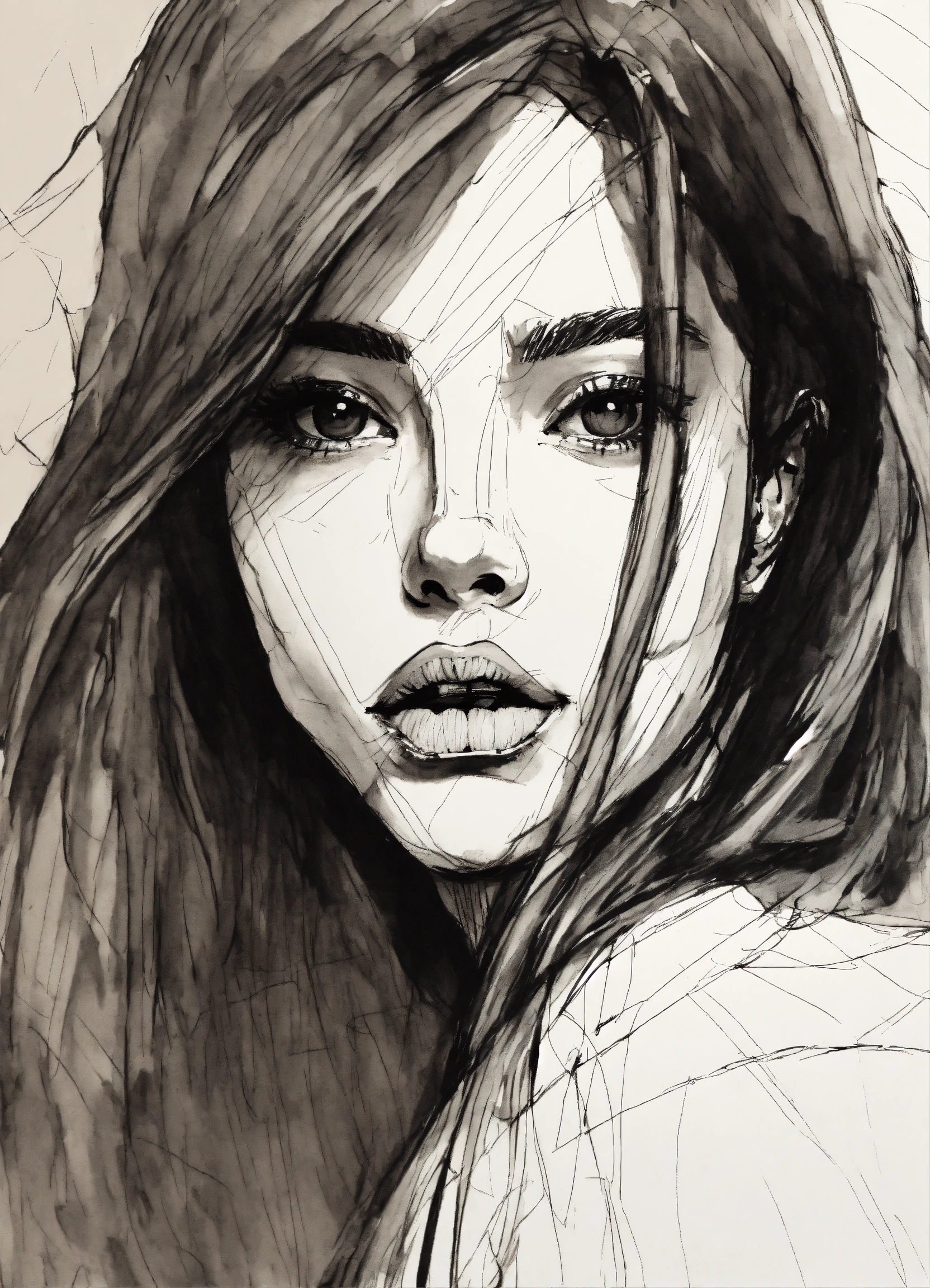 Lexica - Scratchy pen strokes, blind contour, fisheye perspective ...