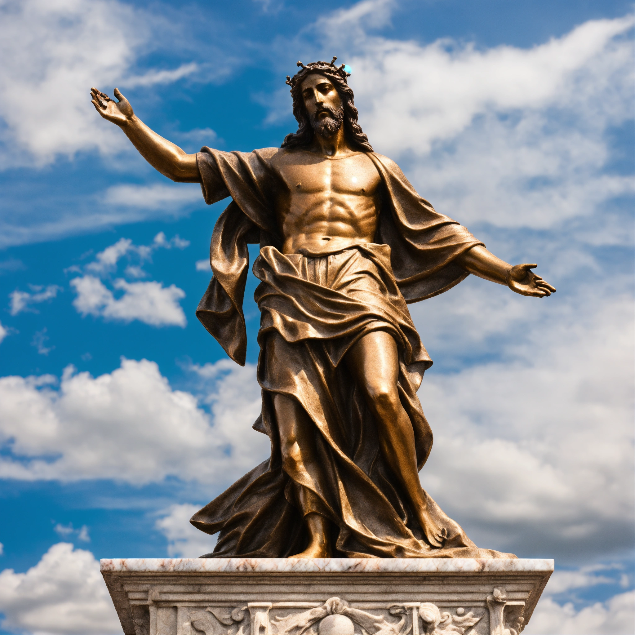 Lexica Aged bronze sculpture full body of celestial Jesus on top of a