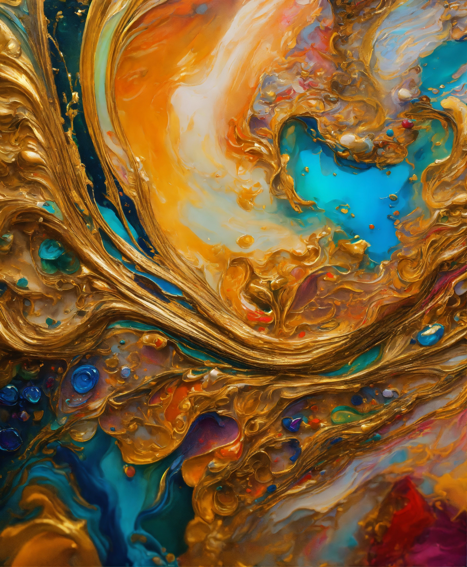 Lexica - Colorful abstract painting oil and water complex complicated ...