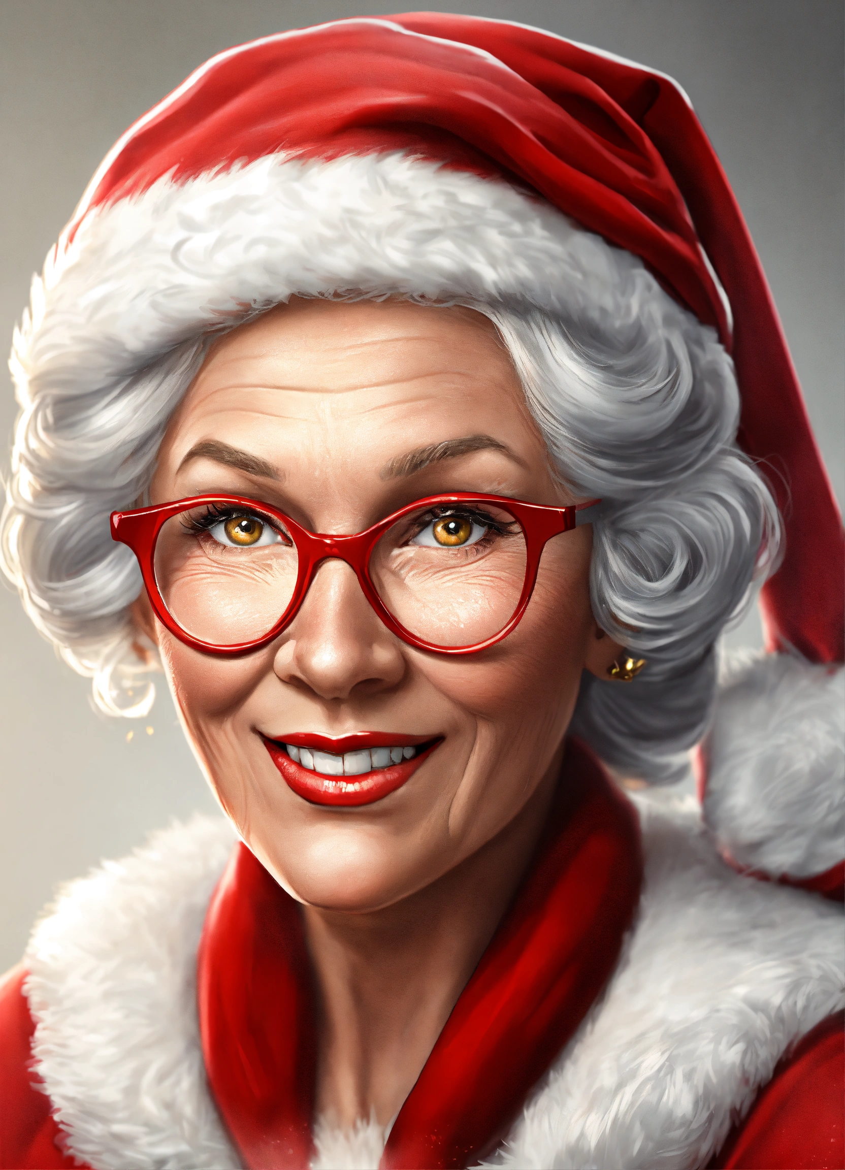 Lexica - Cartoon mrs. claus, hyper realistic on white background