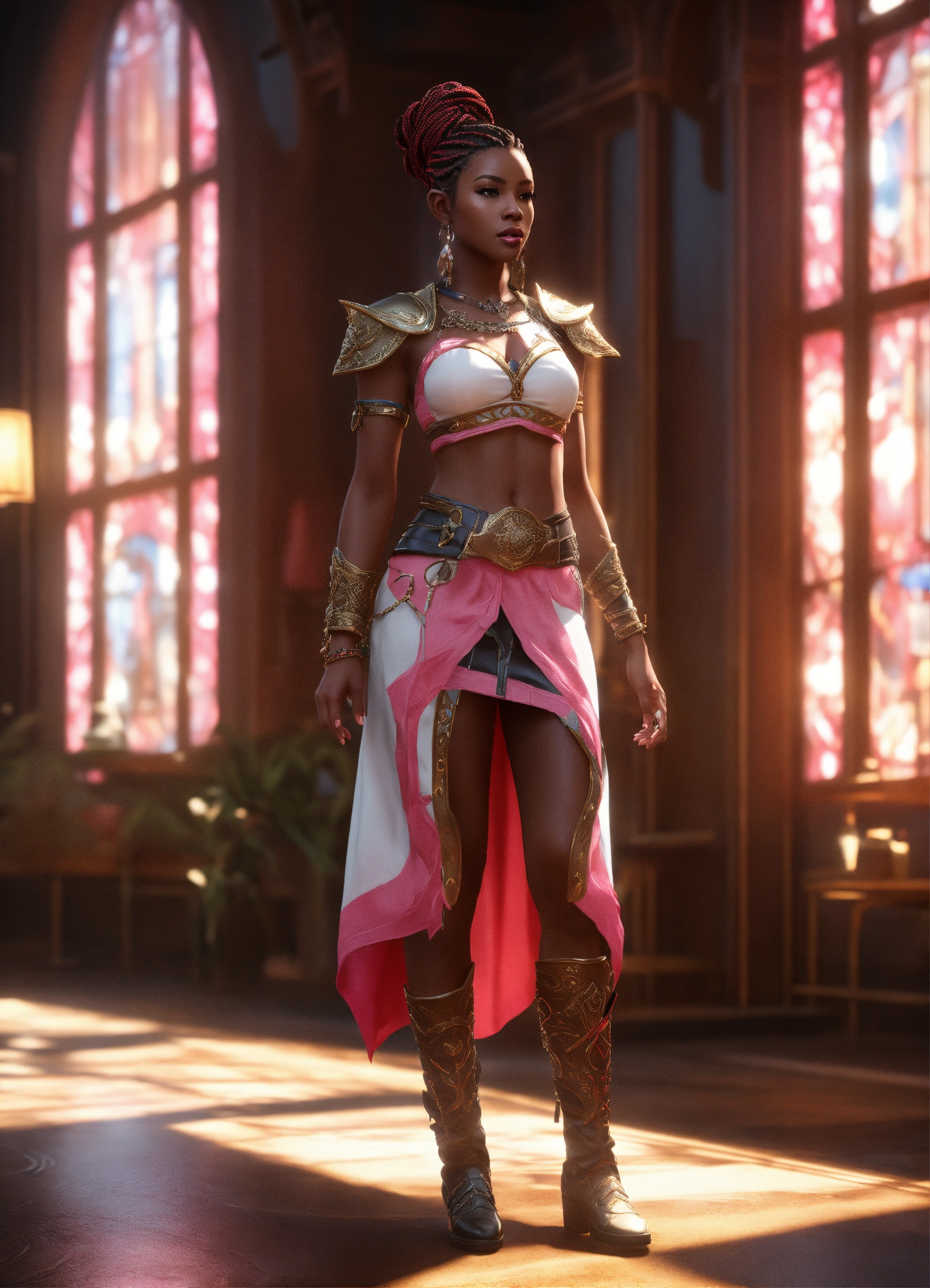 Lexica - Full body of a shapely black female high elf n red and black ...