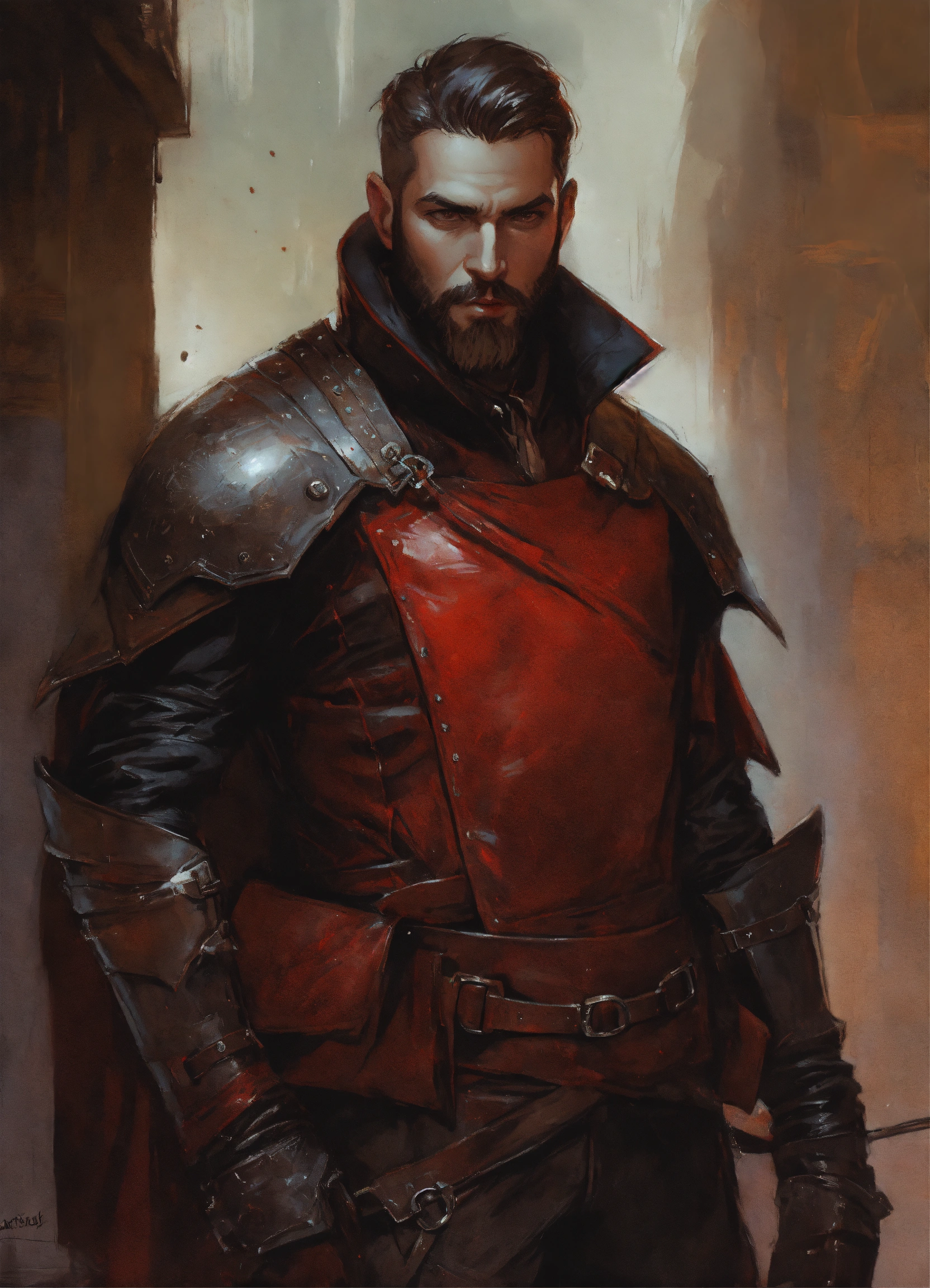 Lexica - Male vampire wearing leather armor with a beard, comic style ...