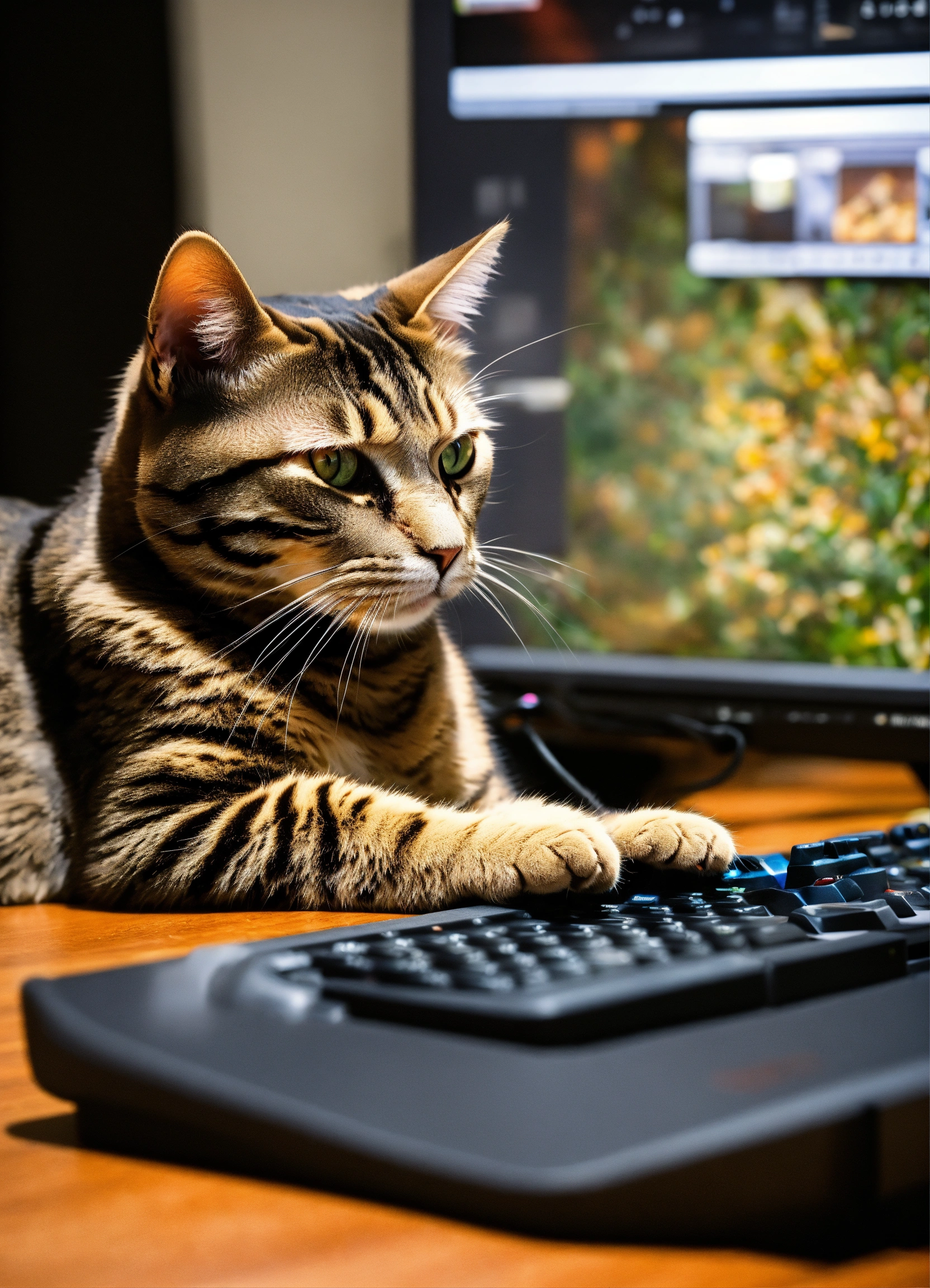 Lexica - A cat playing counterstrike on a a computer yelling racial ...