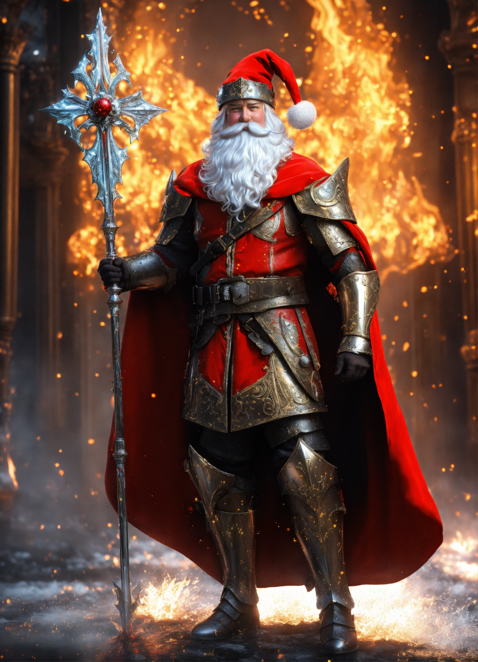 Lexica - ((Santa Claus in armor)), Full Body, Detailed Fearless Stern ...