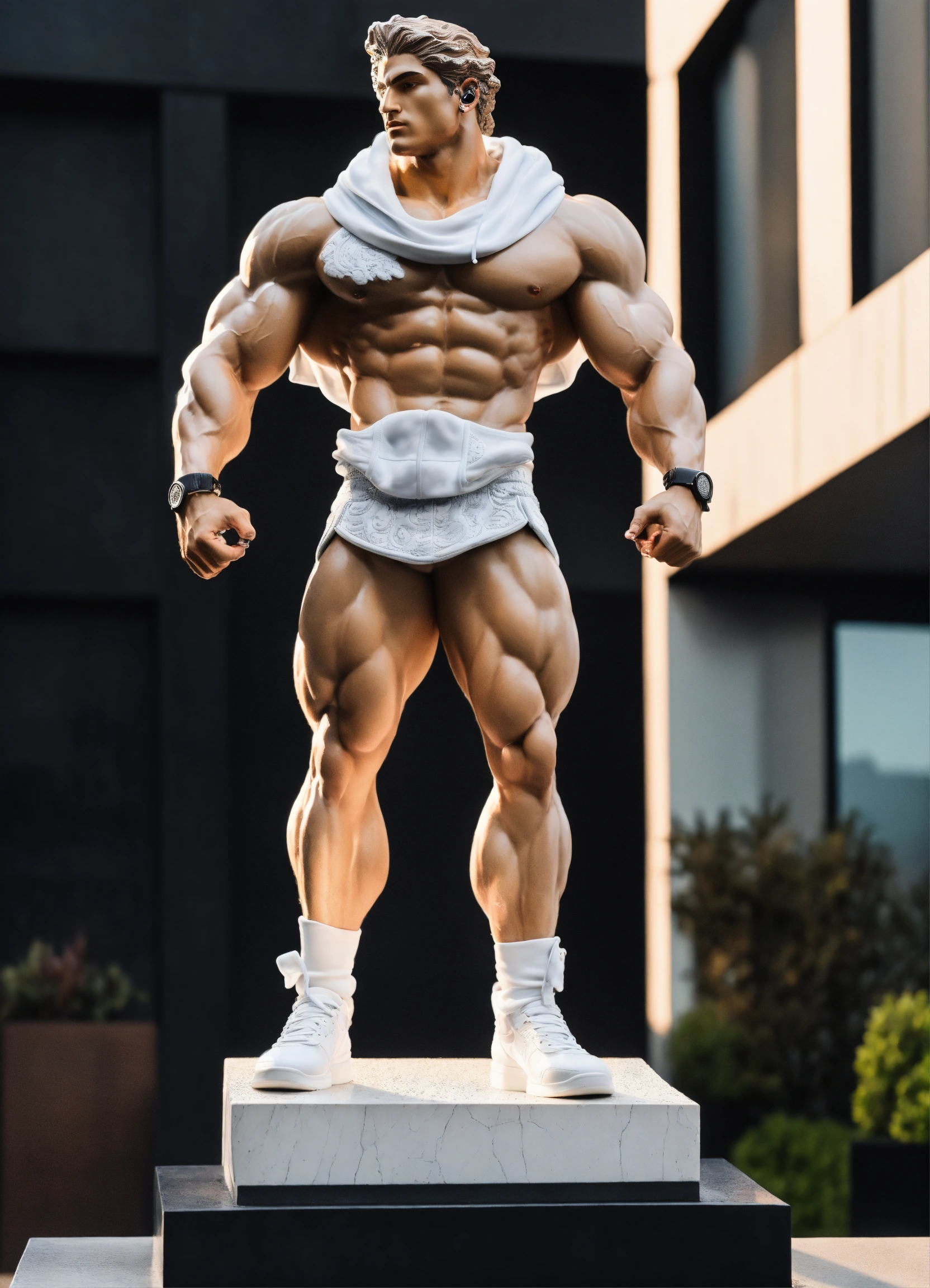 Lexica - A Statue from a muscular Greek god Statue with a wavey middel ...