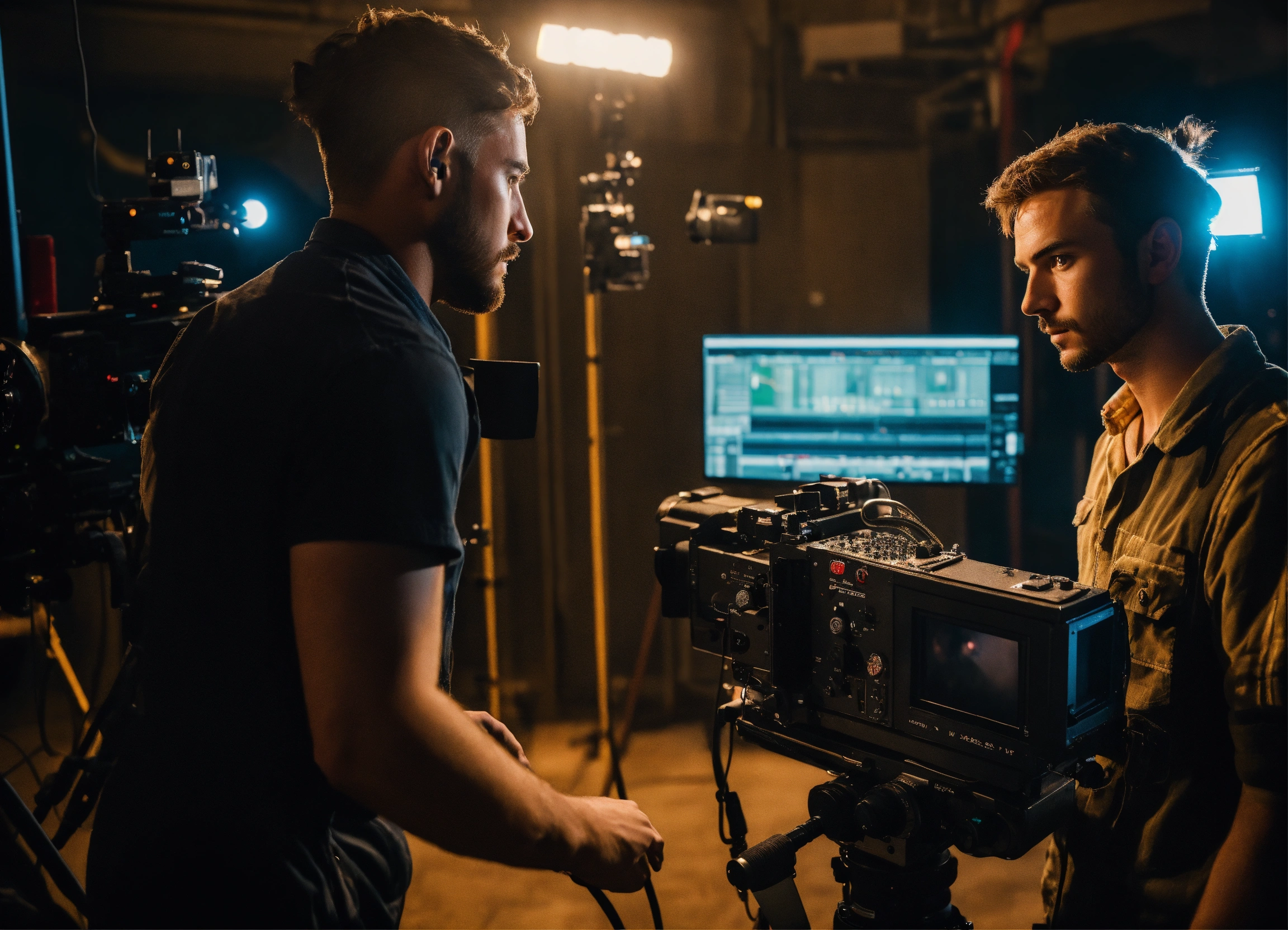 Lexica - The operator looks directly into the frame, he is under the ...
