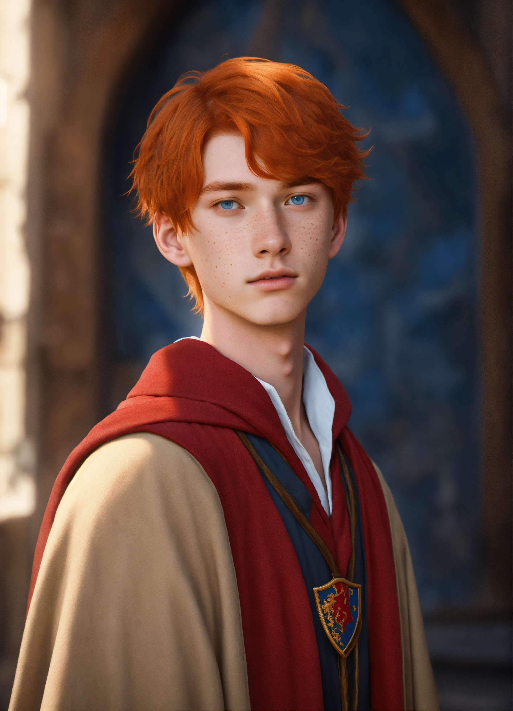 Lexica - 17-year-old male, red hair, blue eyes, tall, thin and gangling ...