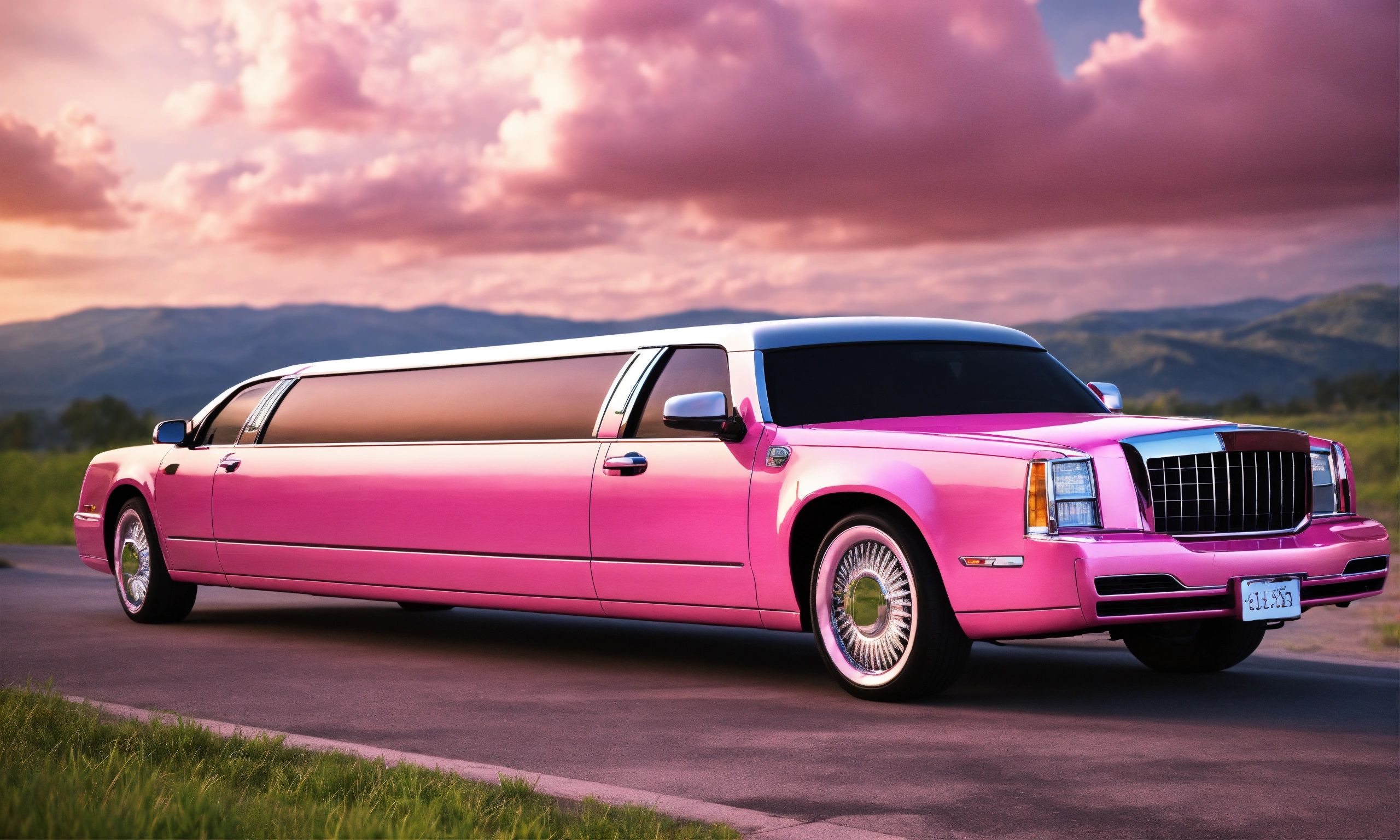 Lexica - Long pink limo, car rental, 3D, photo-realistic, 4K, high ...