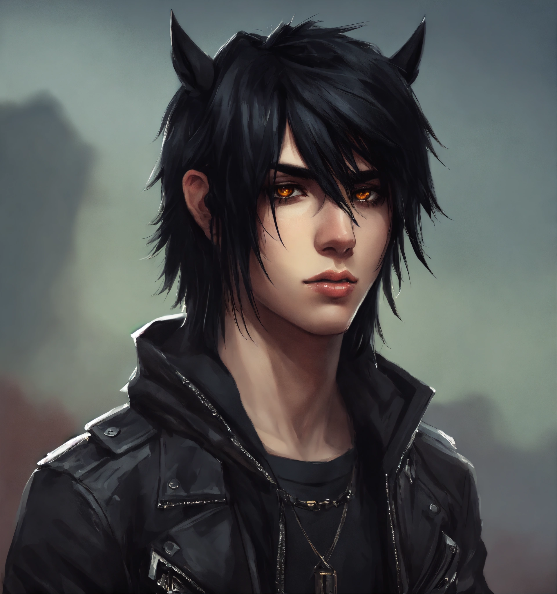 Lexica - Game character cartoonish realistic emo rock quadrate head black  hair evil emo horse