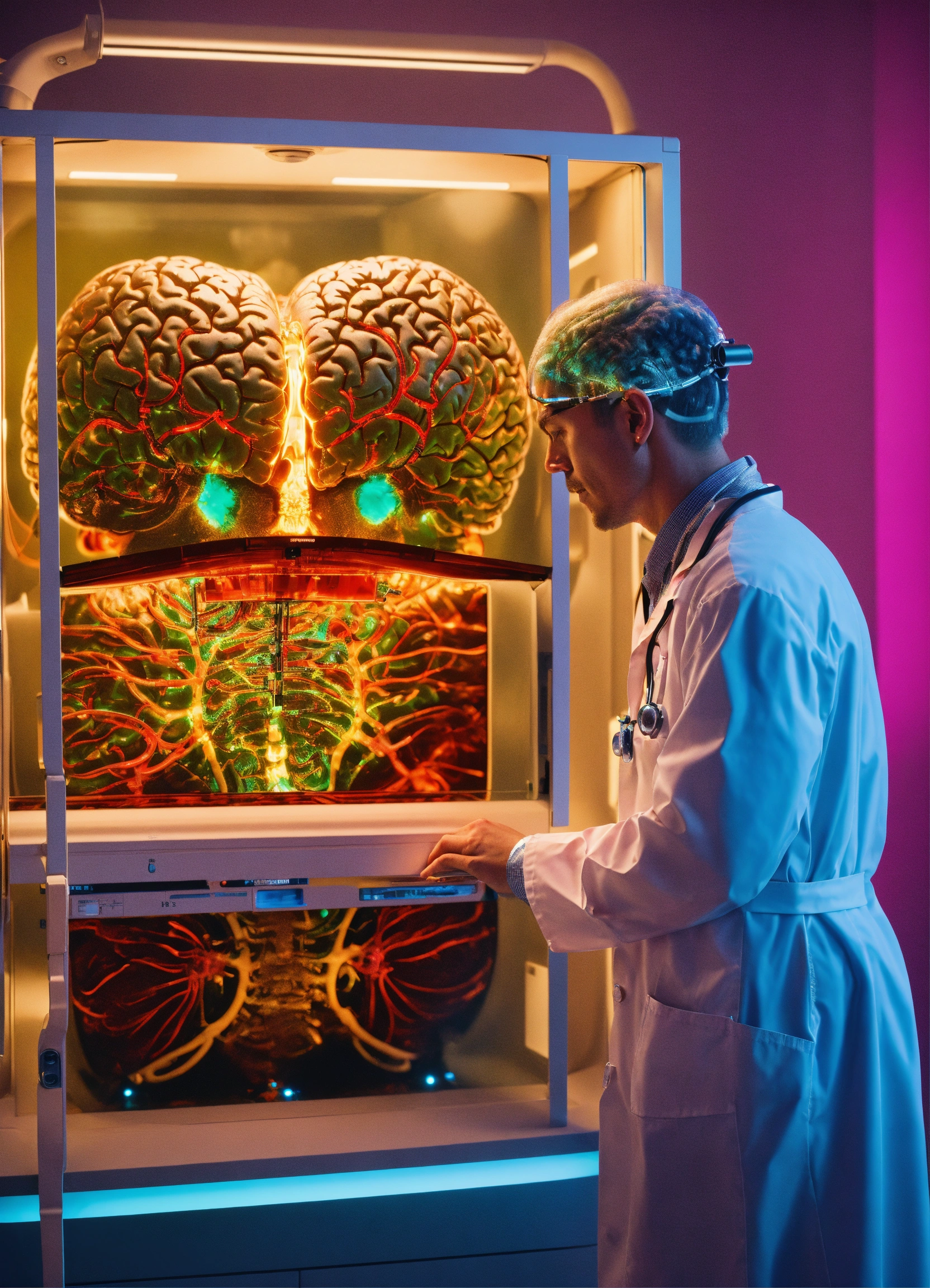 Lexica - A doctor looks at an MRI scan, He has a bionic brain instead ...