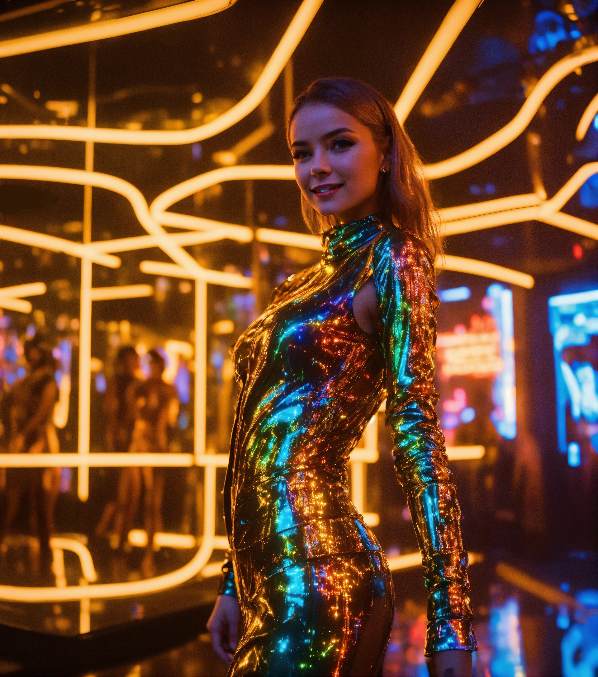 Lexica - Insane hlass dress in a liquid cyborg at a golden glass ...