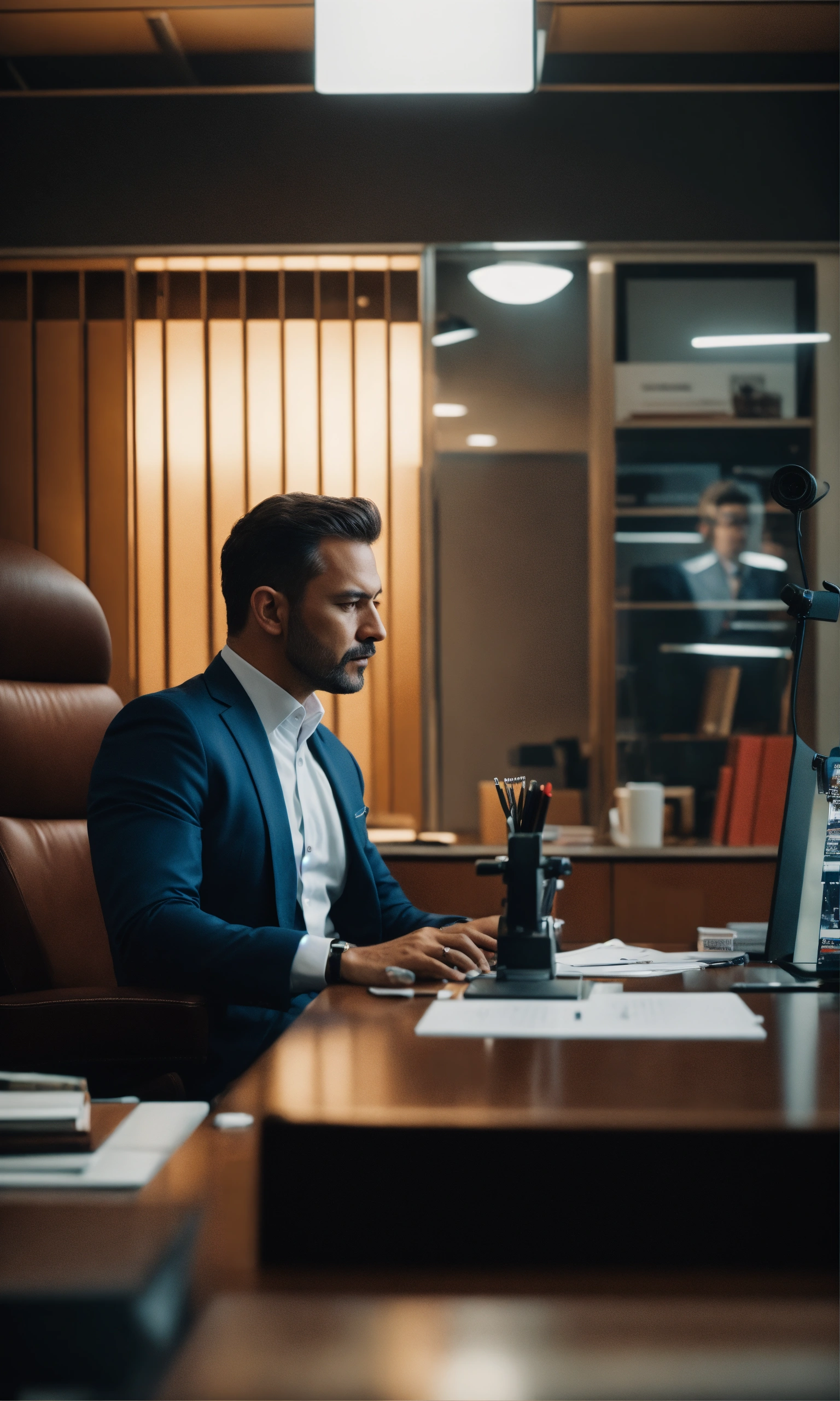 Lexica - Cinematic photo business man in boss's office with boss ...