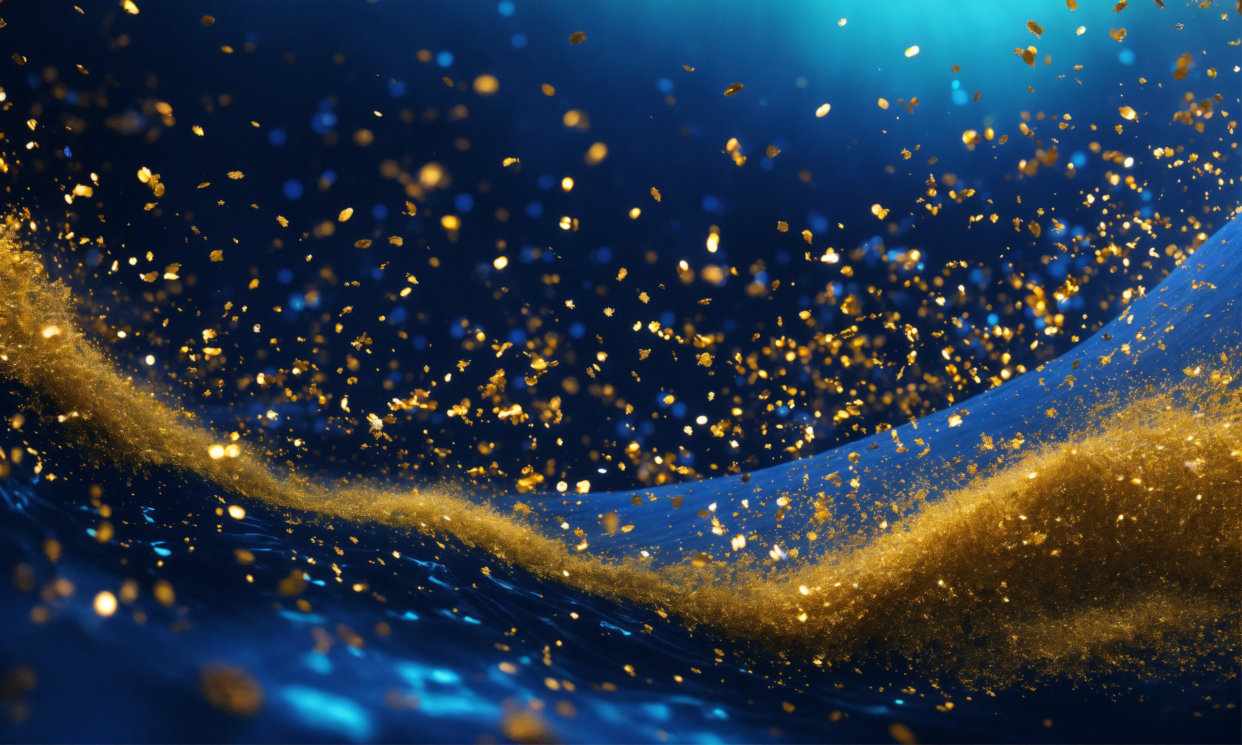 Lexica - Blue shimmering particles and gold shimmering particles flying ...