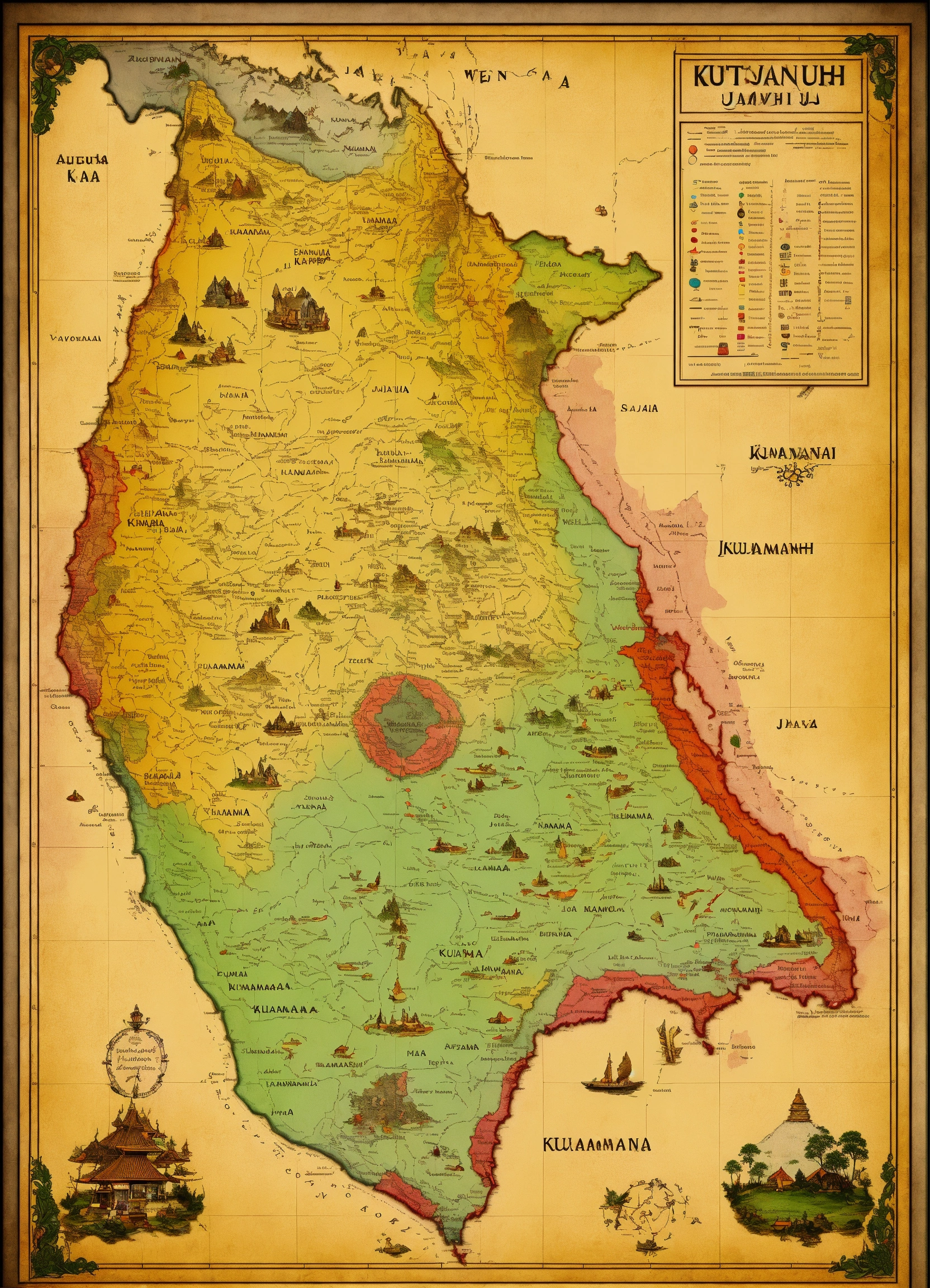 Lexica - Kutamaneuh, MAP OF WEST JAVA, INDONESIA, DIGITAL ART
