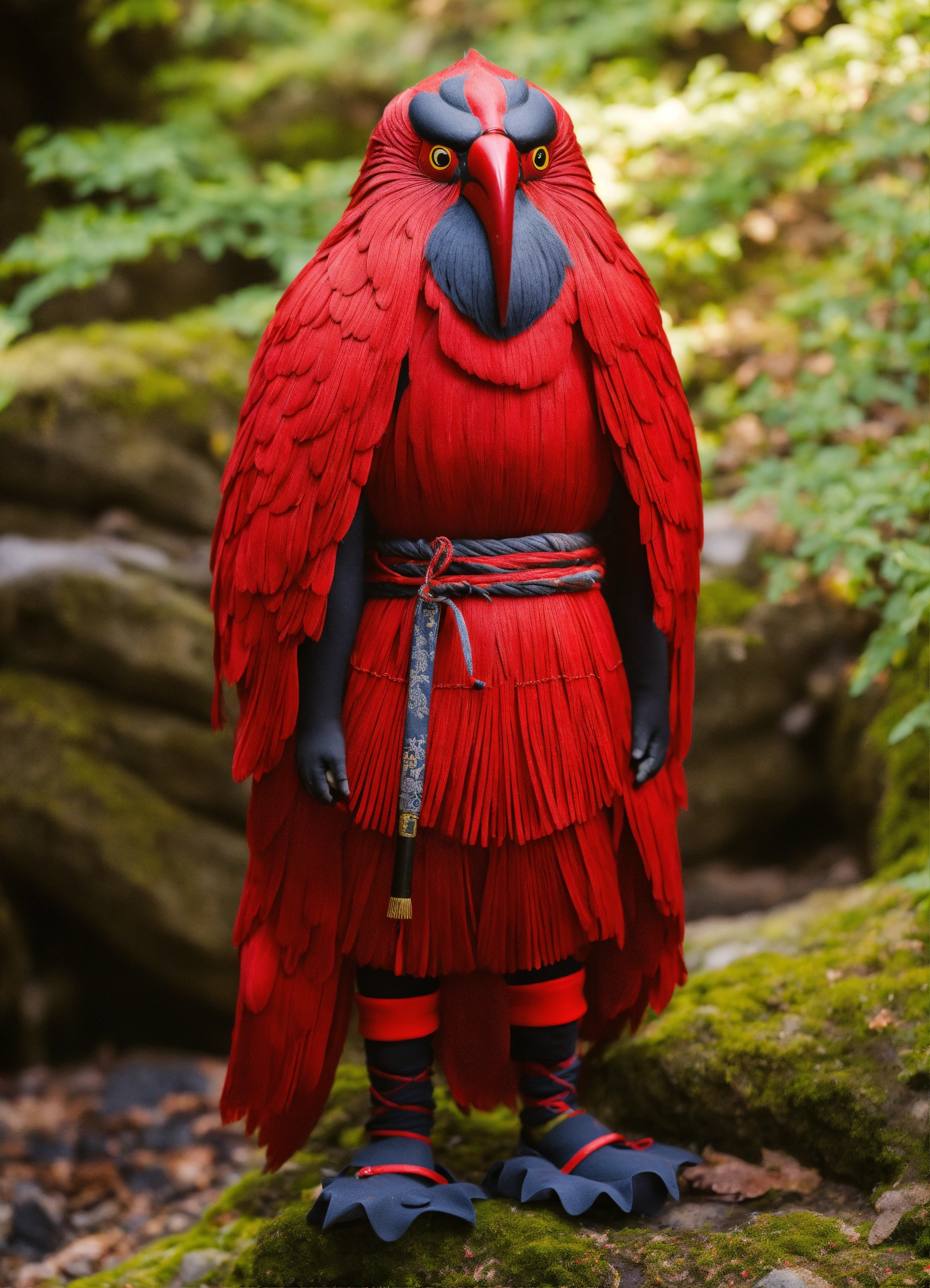 Lexica - Tengu japon, long nez de 50 cm rouge, dans la montagne