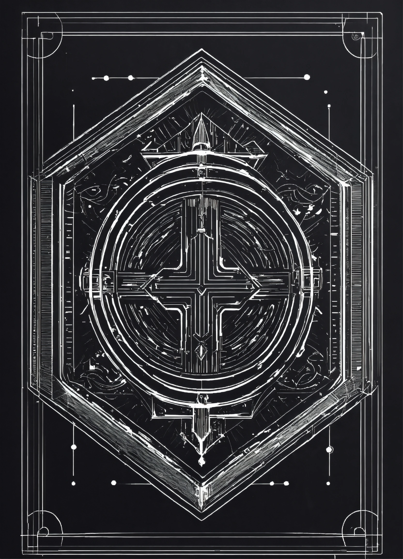Lexica - Magic shield rectangular shape, vector, monochrome, line art ...
