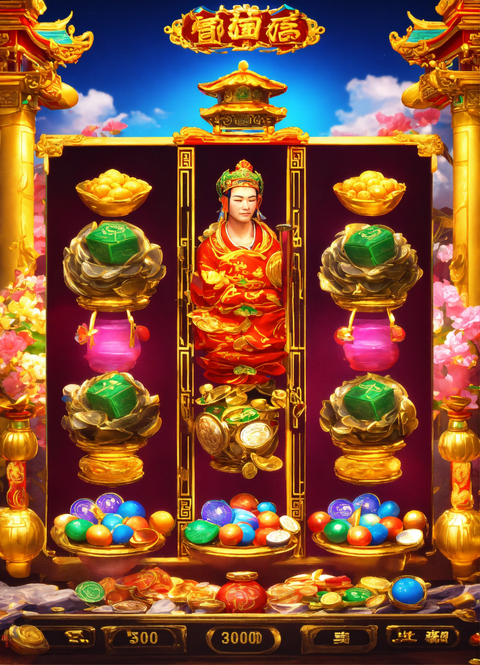 Lexica - 3D god of wealth (Chinese) slot machine game impressionistic ...