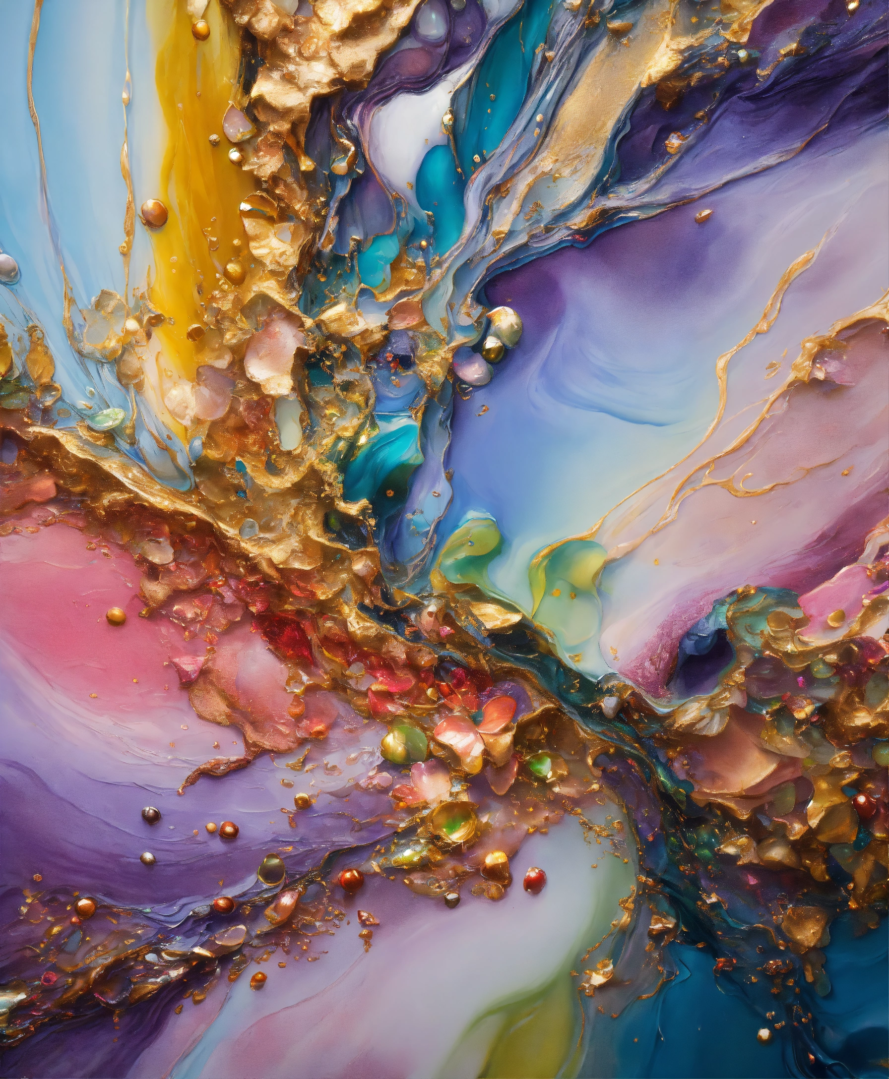 Lexica - Colorful abstract painting oil and water complex complicated ...