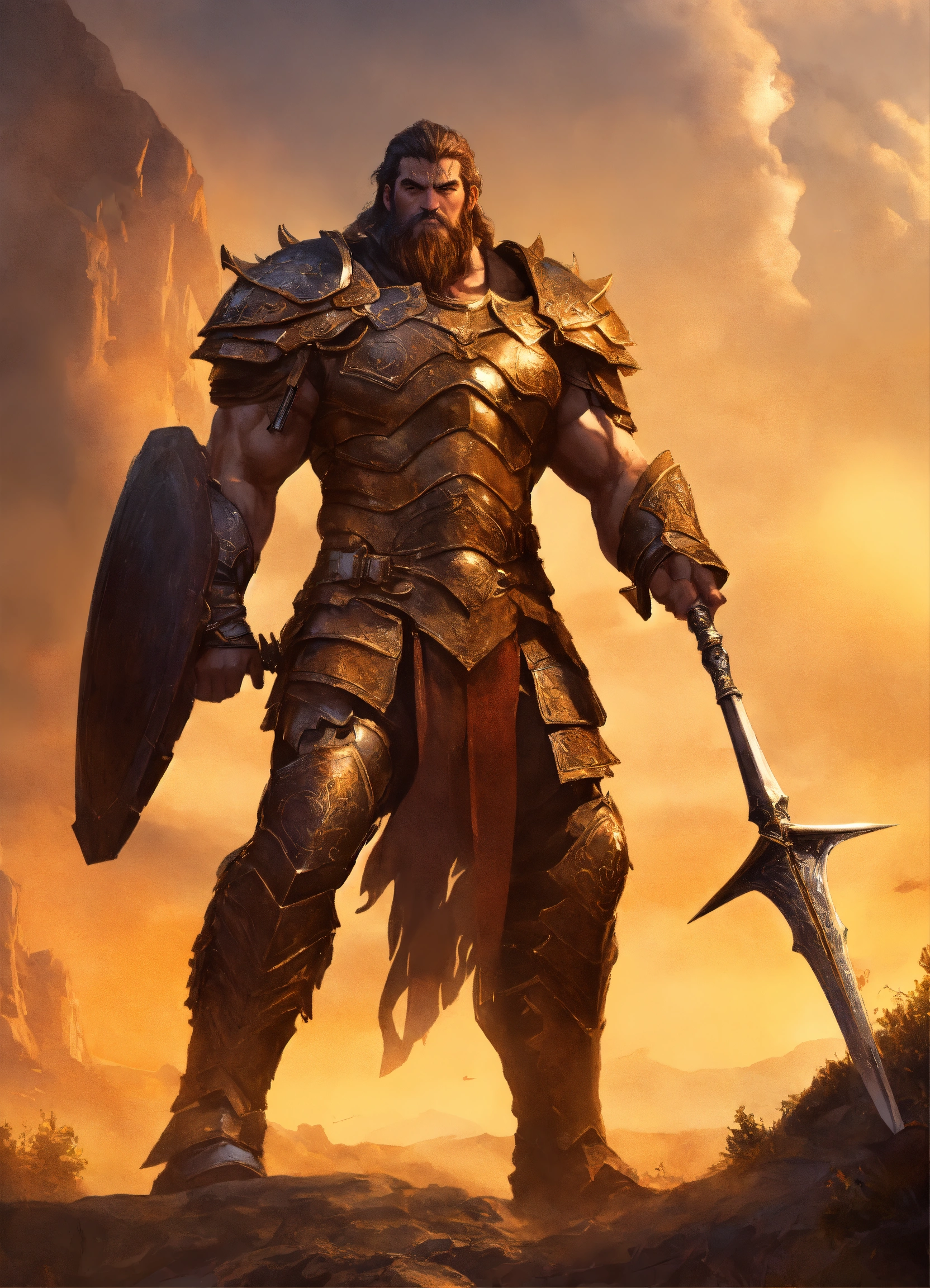 Lexica - A nephilim giant holding a spear, wearing light leather armor ...